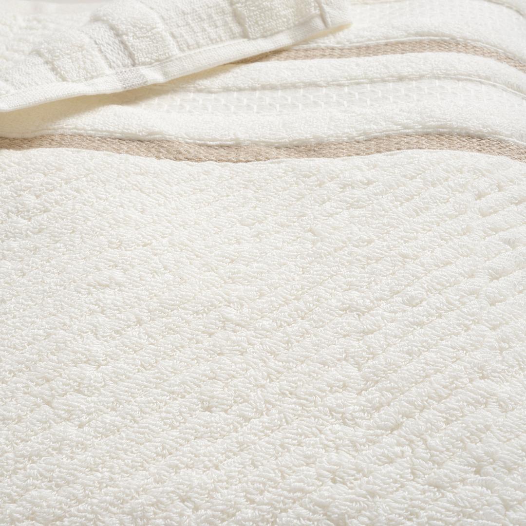 Vıseu Geniş Jakar Bordürlü Pamuk %100 Pamuk Banyo Havlusu 90x150 Cm Ekru
