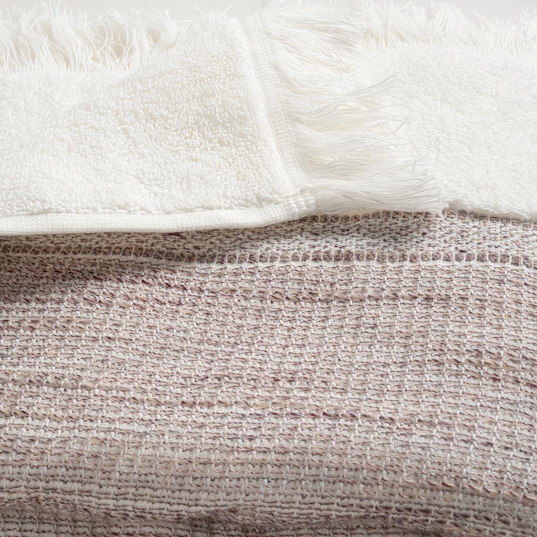 Vıseu Saçaklı Jakar Bordürlü Pamuk %100 Pamuk Yüz Havlusu 50x90 Cm Ekru