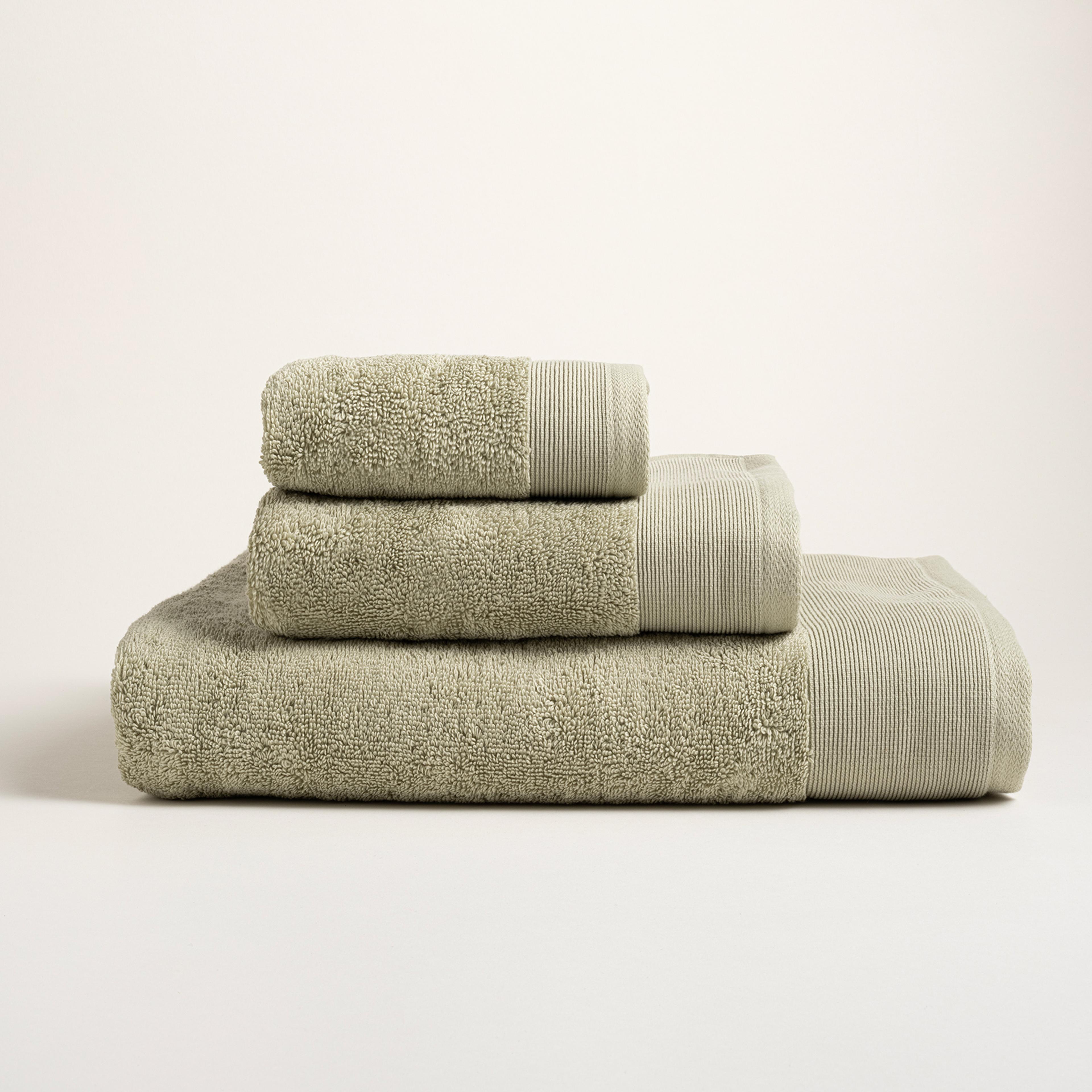 Solıd Bordürlü Pamuk %100 Pamuk Yüz Havlusu 50x90 Cm Yeşil