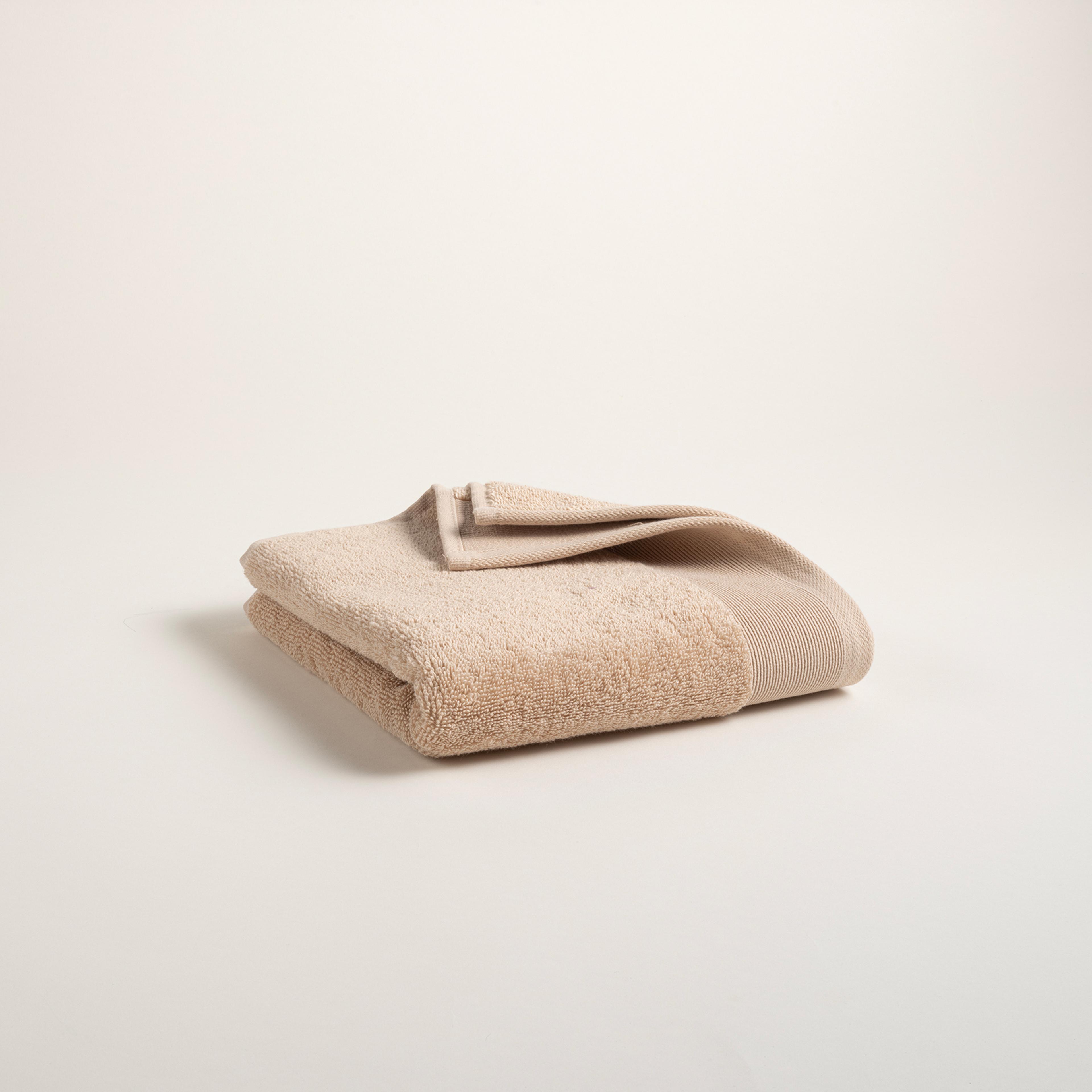 Solıd Bordürlü Pamuk %100 Pamuk Yüz Havlusu 50x90 Cm Kum Rengı