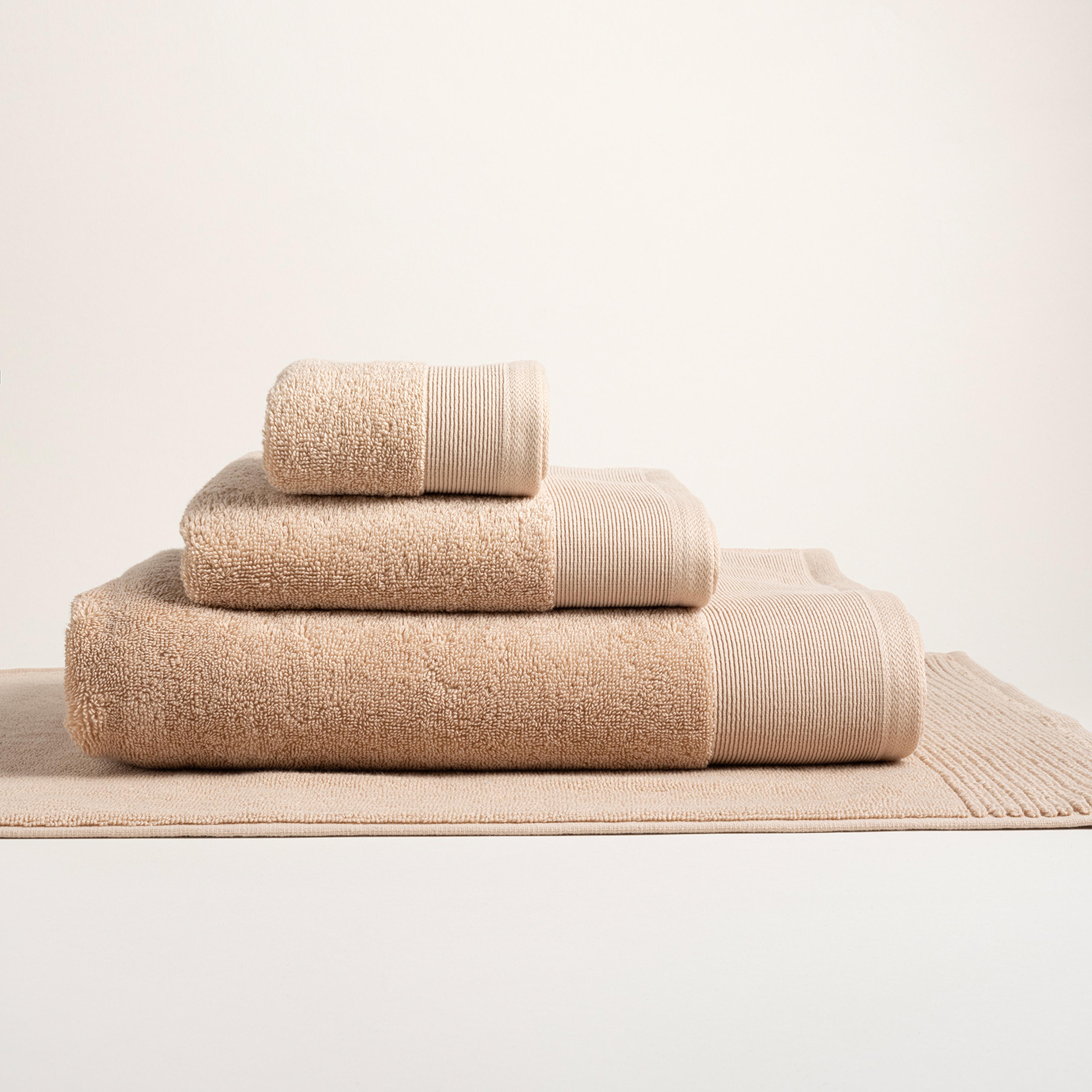 Solıd Bordürlü Pamuk %100 Pamuk Banyo Havlusu 90x150 Cm Kum Rengı