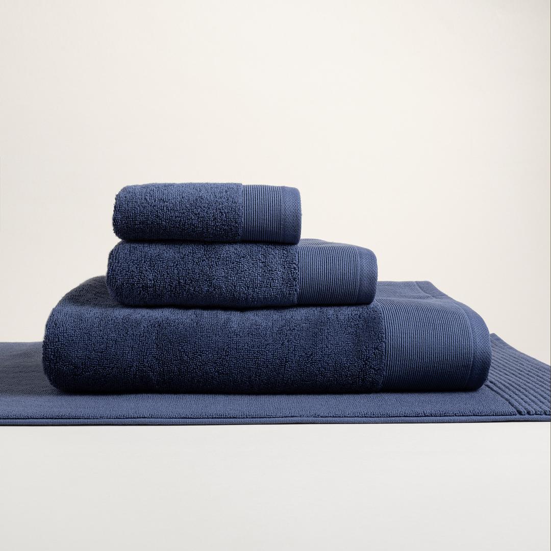 Solıd Bordürlü Pamuk %100 Pamuk Banyo Havlusu 90x150 Cm Lacivert