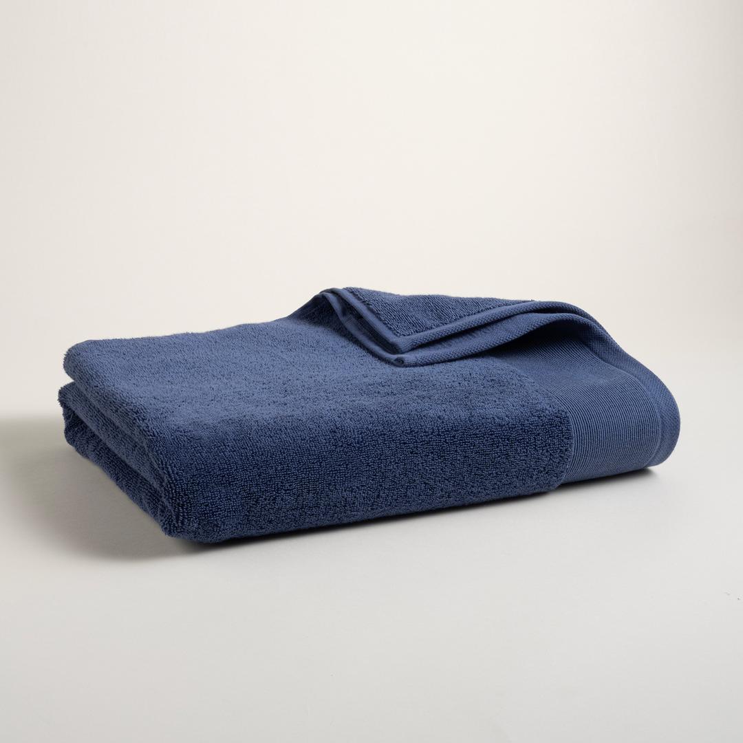 Solıd Bordürlü Pamuk %100 Pamuk Banyo Havlusu 90x150 Cm Lacivert