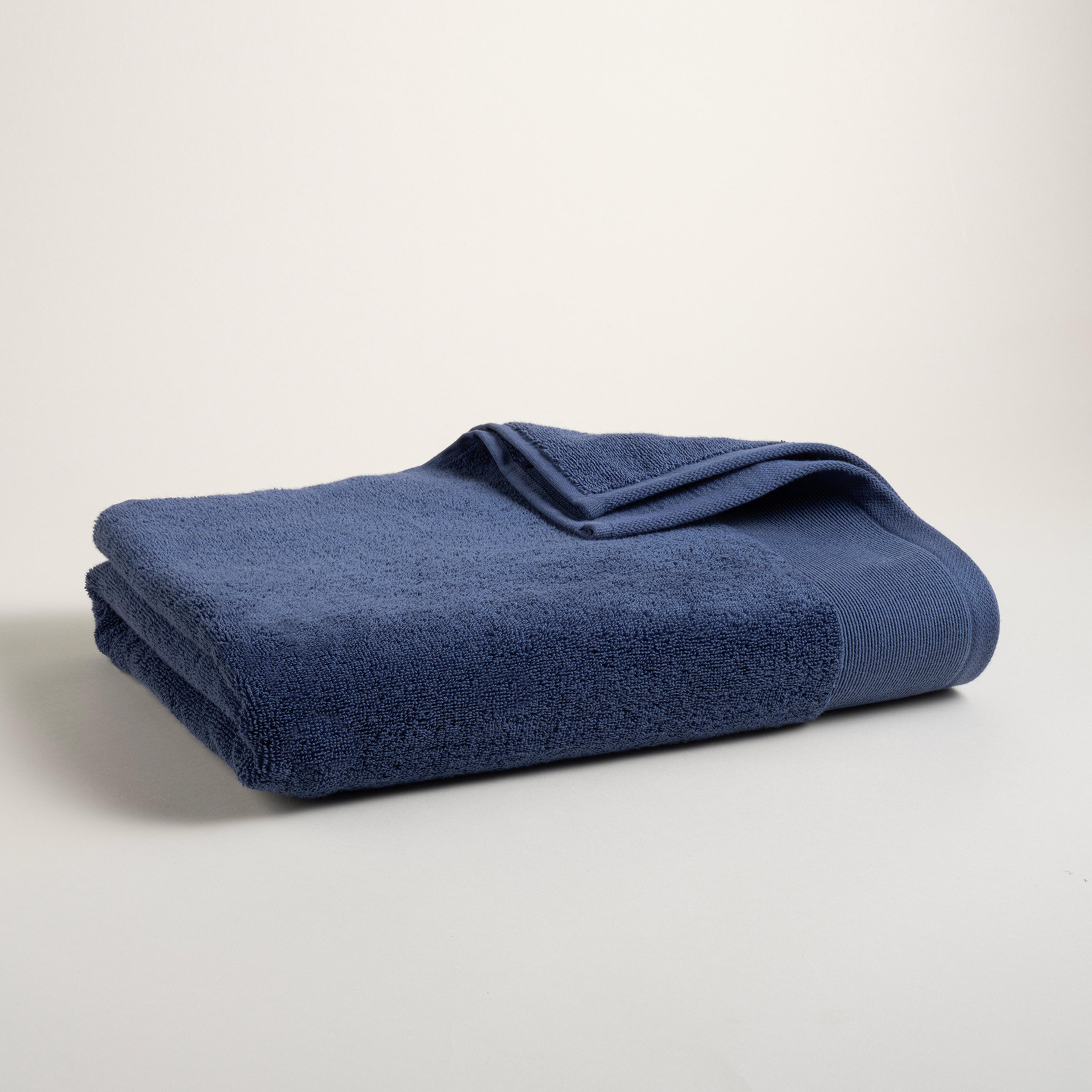 Solıd Bordürlü Pamuk %100 Pamuk Banyo Havlusu 90x150 Cm Lacivert