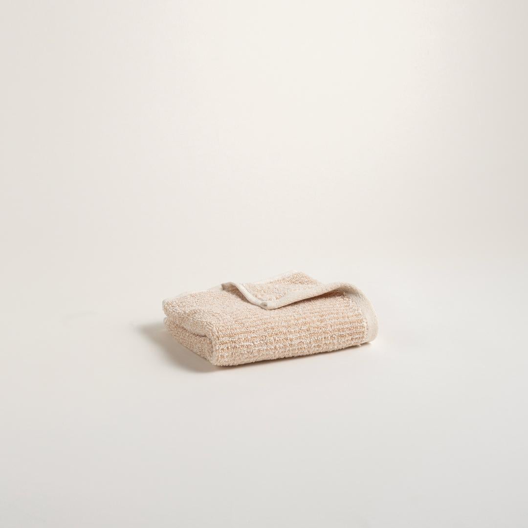 Solıd İplik Boyalı Çizgili Pamuk %100 Pamuk El Havlusu 30x50 Cm Natürel - Kum Rengı