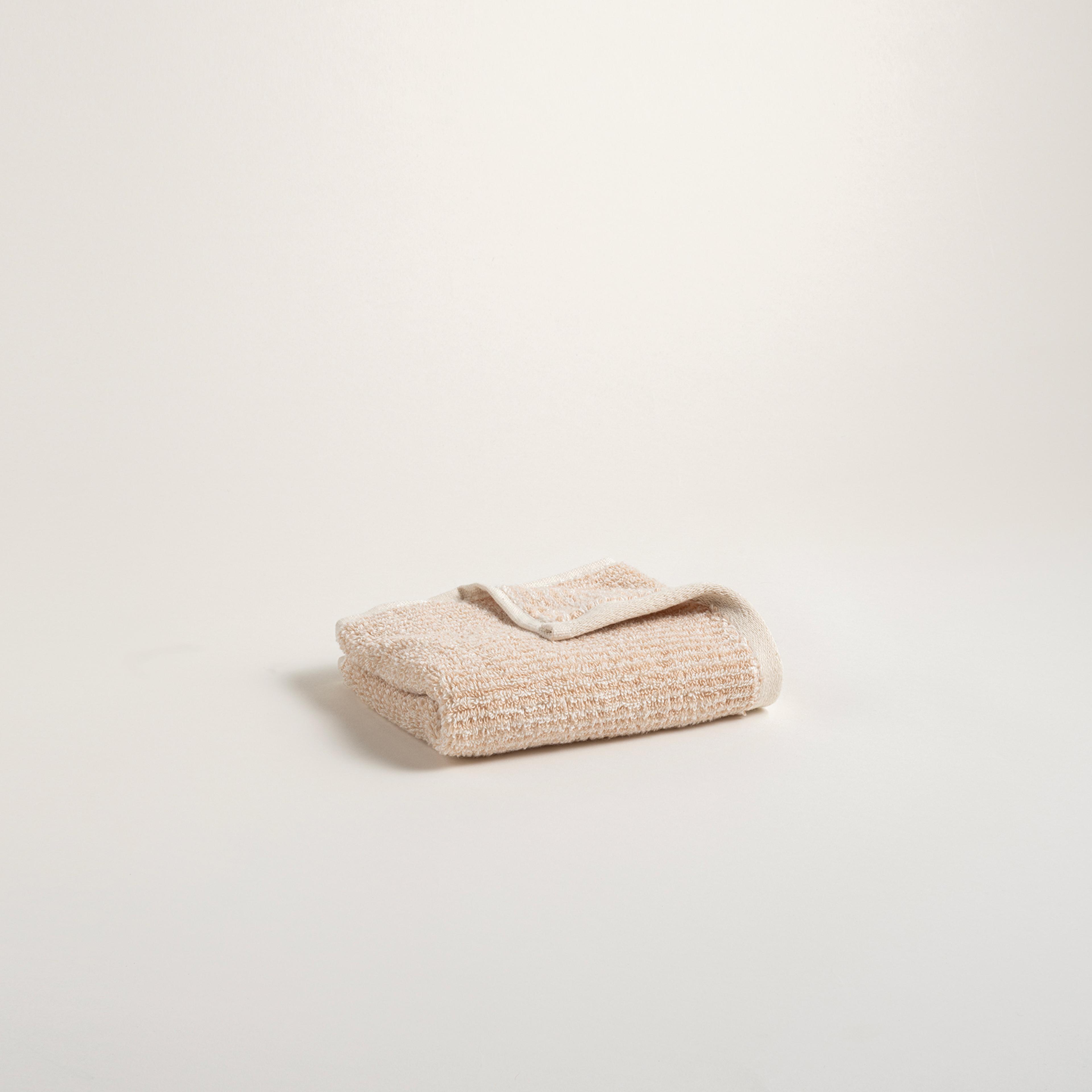 Solıd İplik Boyalı Çizgili Pamuk %100 Pamuk El Havlusu 30x50 Cm Natürel - Kum Rengı