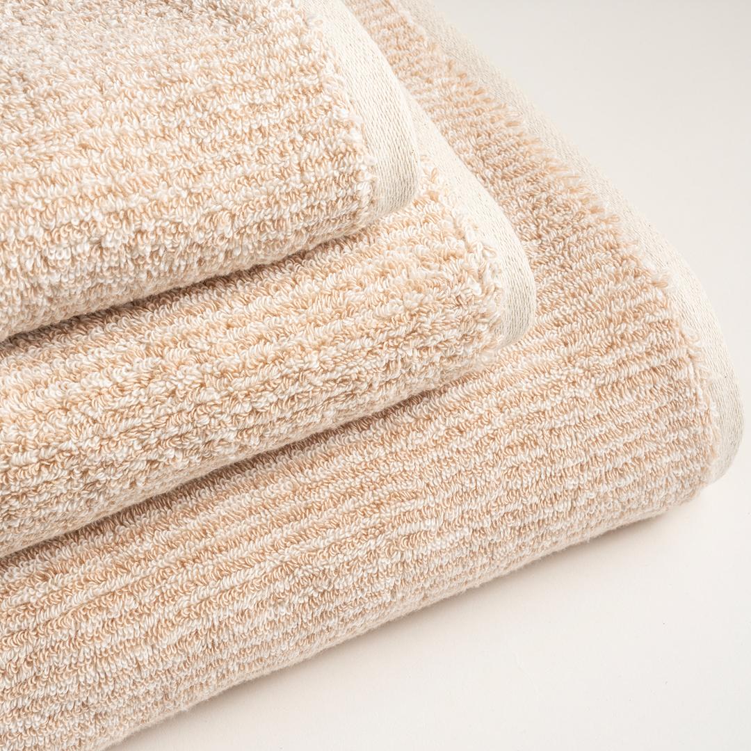 Solıd İplik Boyalı Çizgili Pamuk %100 Pamuk El Havlusu 30x50 Cm Natürel - Kum Rengı