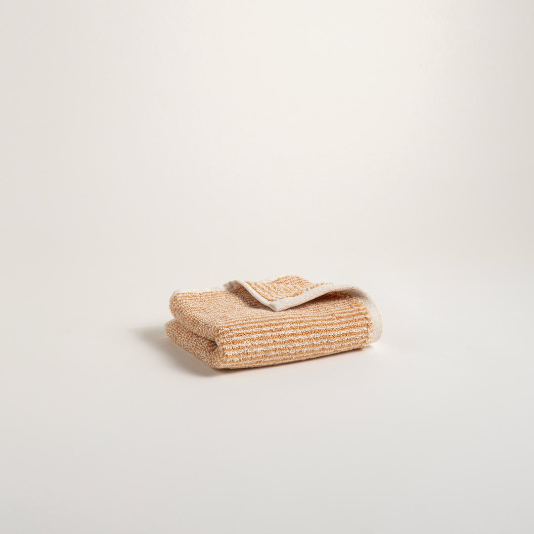 Solıd İplik Boyalı Çizgili Pamuk %100 Pamuk El Havlusu 30x50 Cm Natürel - Tarçın