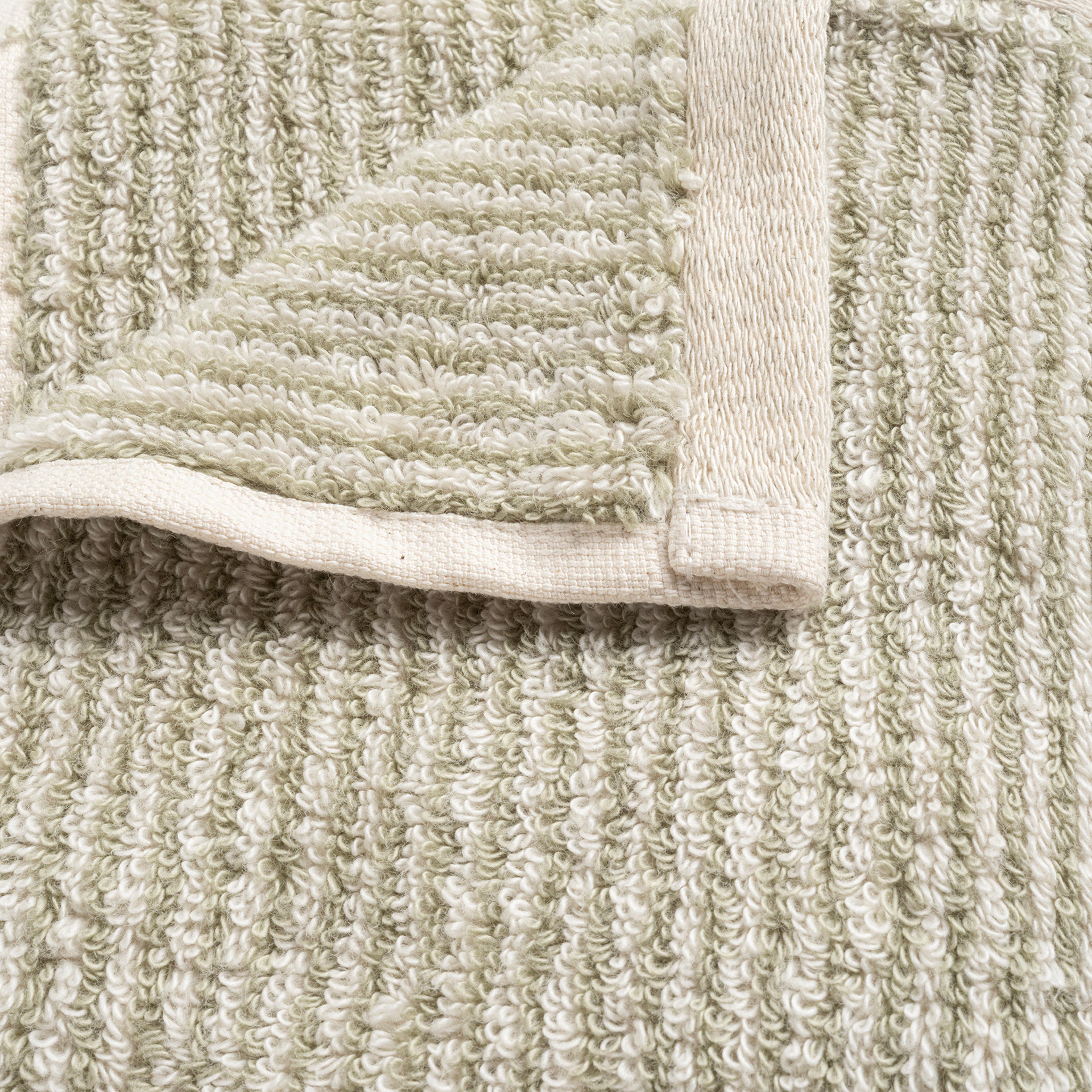 Solıd İplik Boyalı Çizgili Pamuk %100 Pamuk El Havlusu 30x50 Cm Natürel - Yeşil