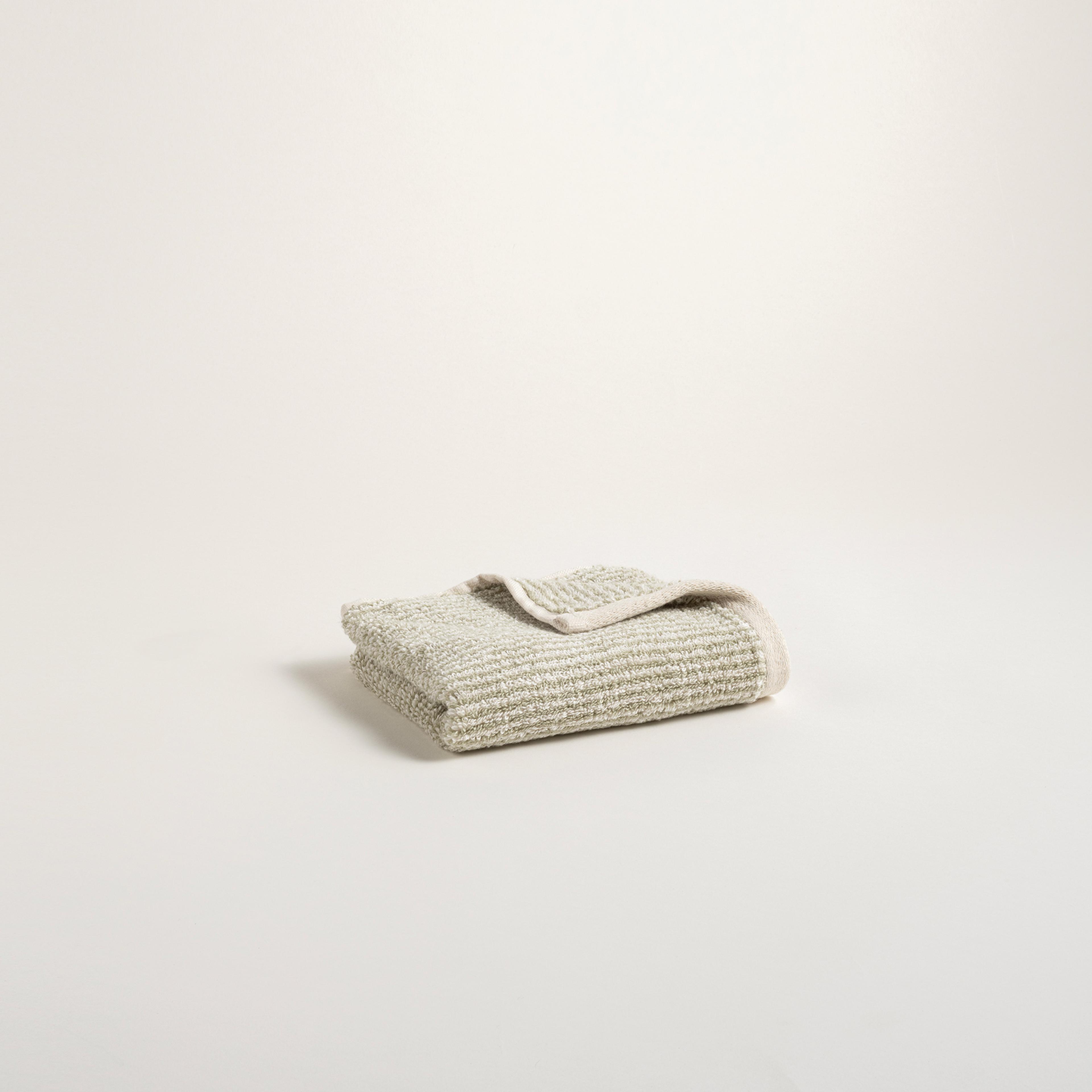 Solıd İplik Boyalı Çizgili Pamuk %100 Pamuk El Havlusu 30x50 Cm Natürel - Yeşil