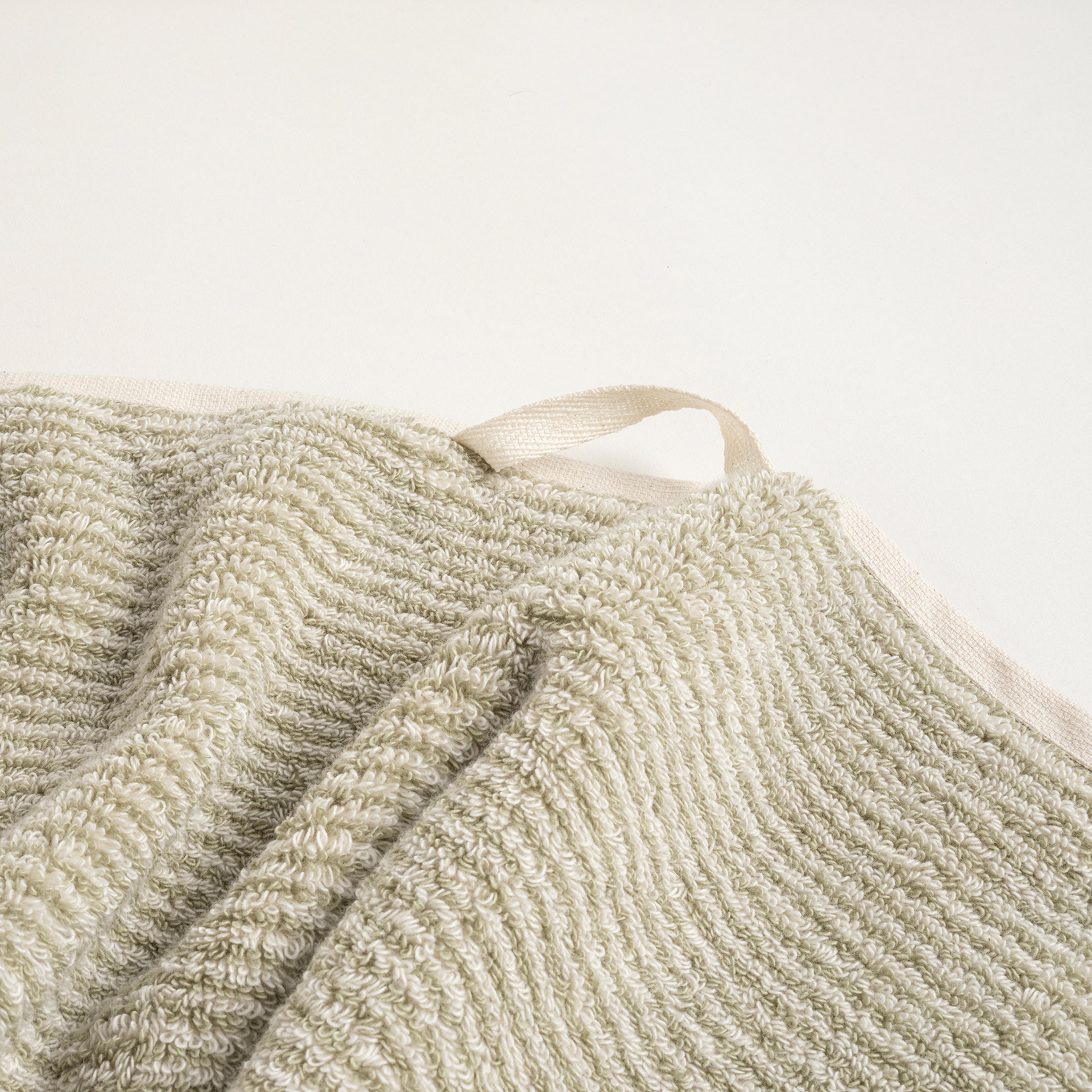 Solıd İplik Boyalı Çizgili Pamuk %100 Pamuk El Havlusu 30x50 Cm Natürel - Yeşil