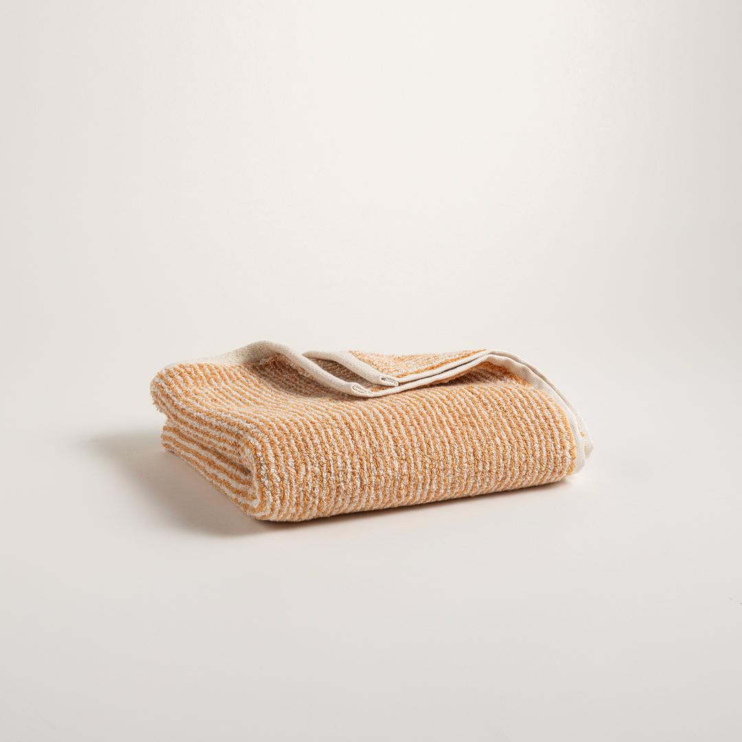 Solıd İplik Boyalı Çizgili Pamuk %100 Pamuk Yüz Havlusu 50x90 Cm Natürel - Tarçın