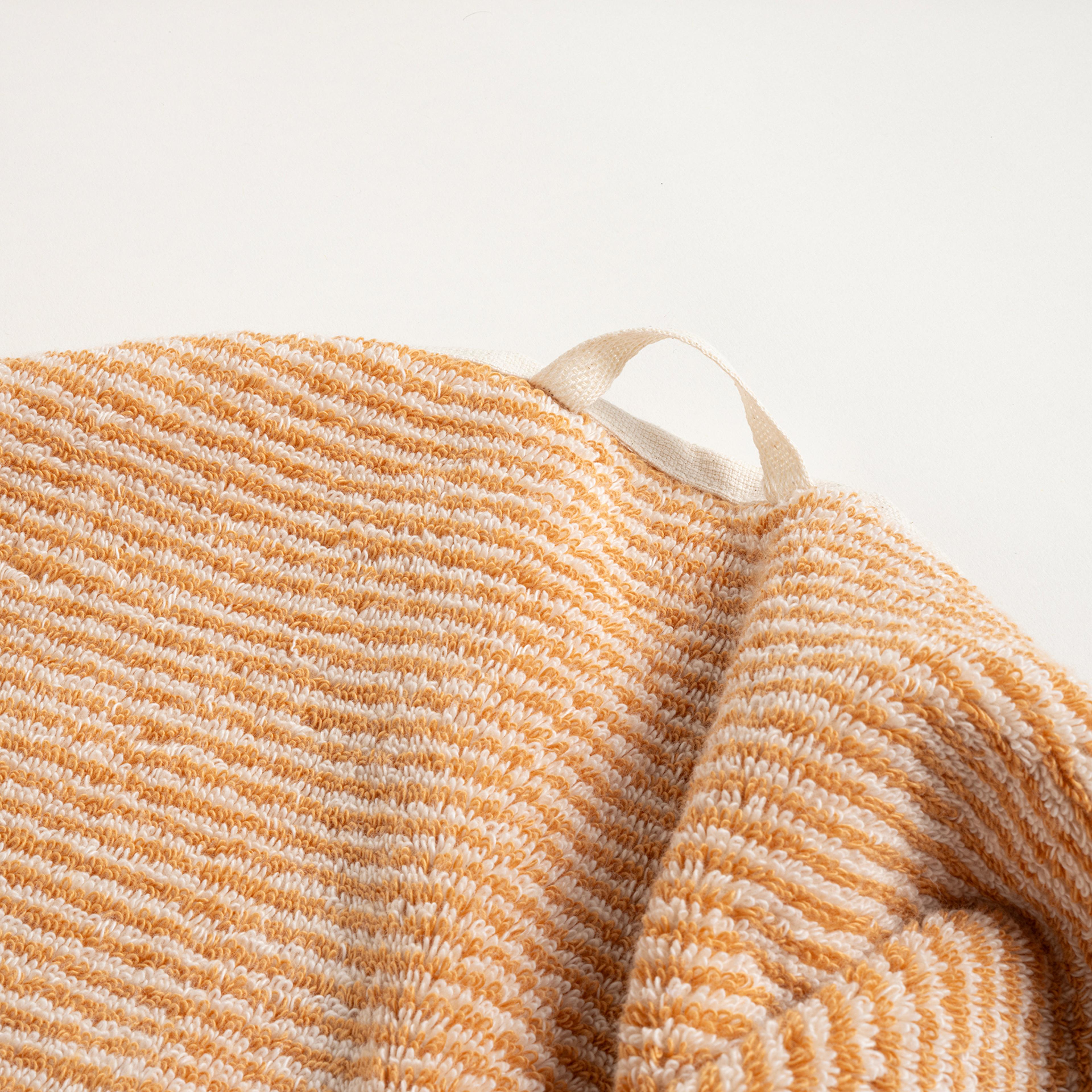 Solıd İplik Boyalı Çizgili Pamuk %100 Pamuk Yüz Havlusu 50x90 Cm Natürel - Tarçın