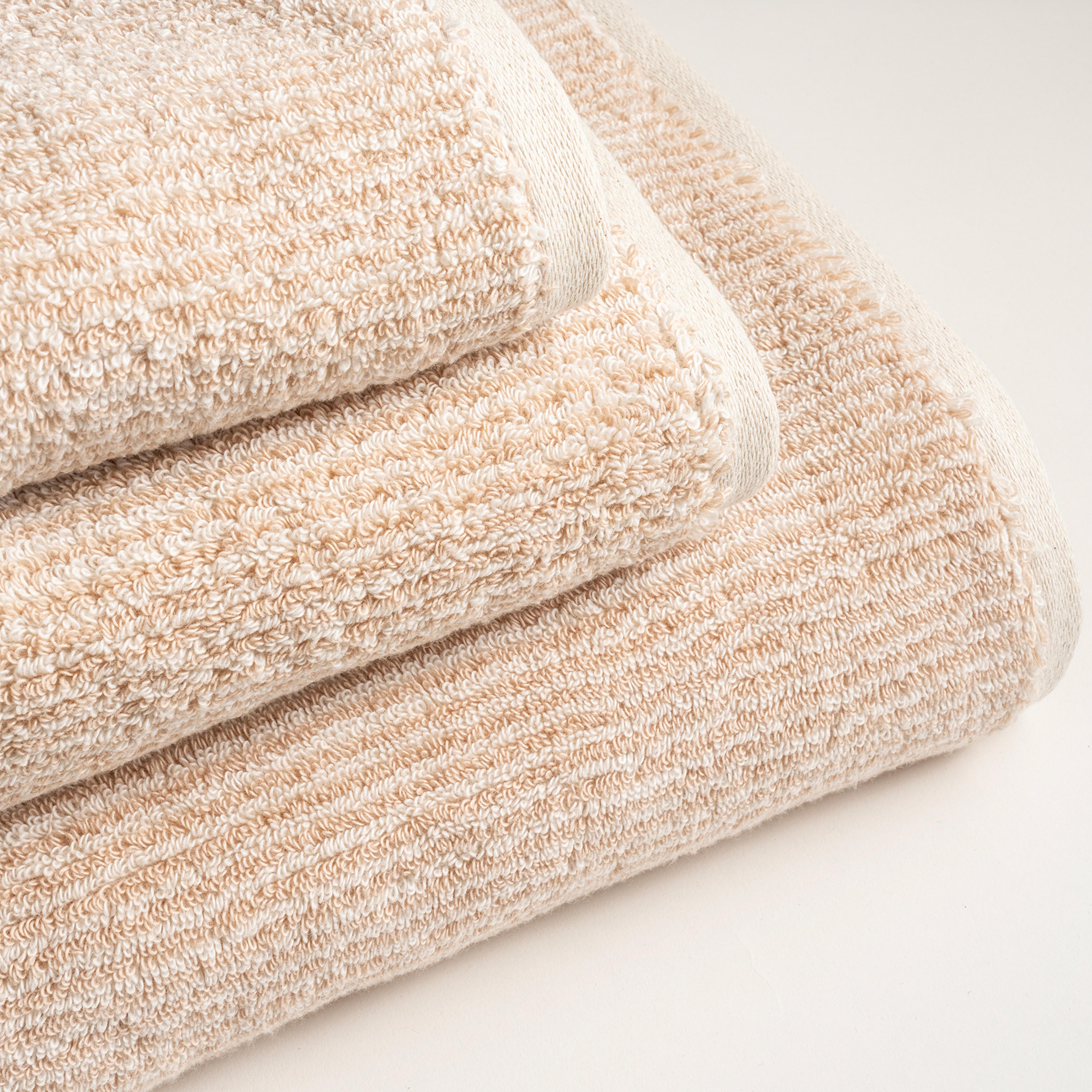 Solıd İplik Boyalı Çizgili Pamuk %100 Pamuk Banyo Havlusu 90x150 Cm Natürel - Kum Rengı