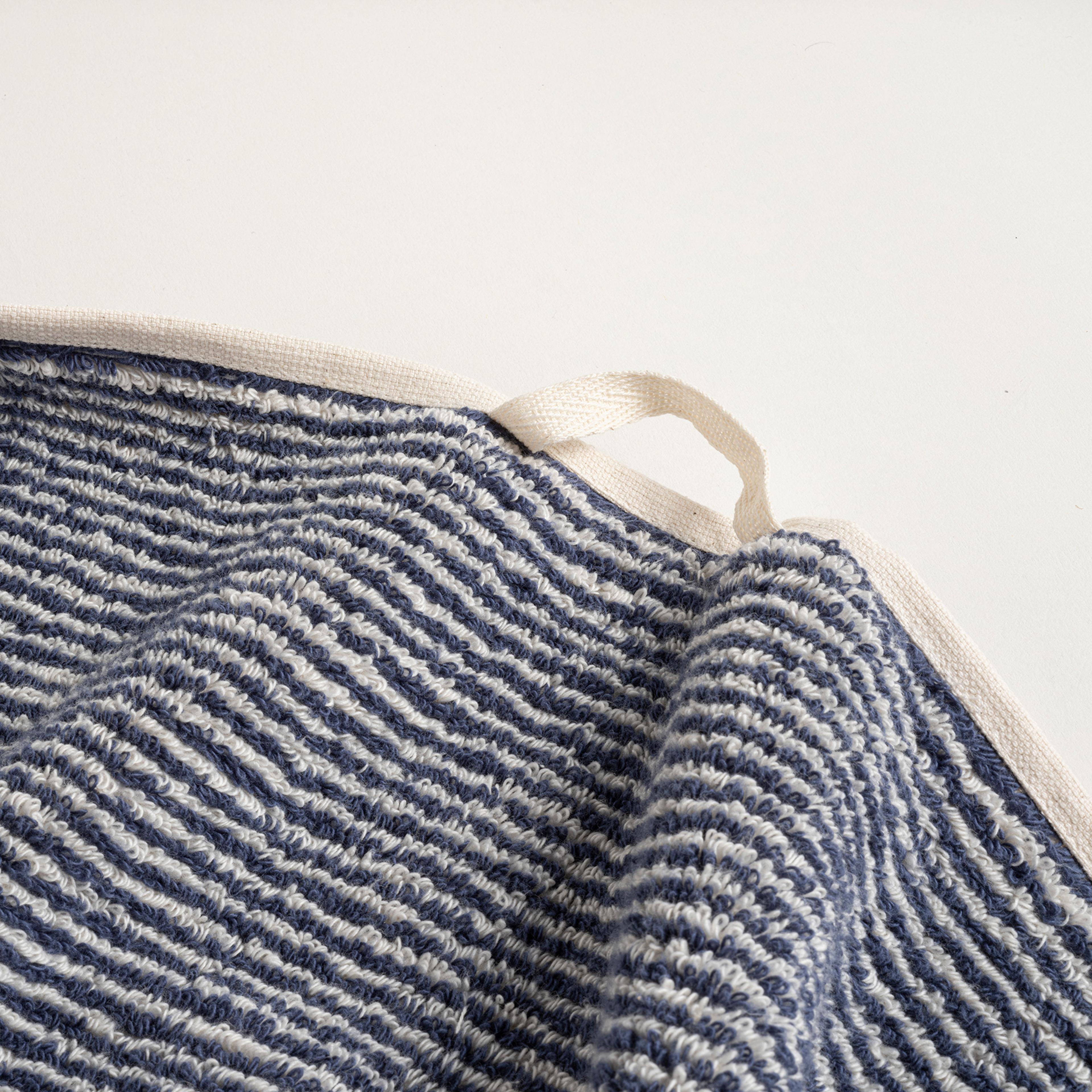 Solıd İplik Boyalı Çizgili Pamuk %100 Pamuk Banyo Havlusu 90x150 Cm Natürel - Lacıvert