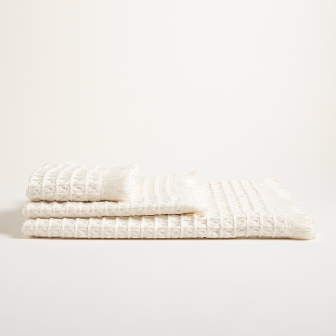 Solıd Waffle Pamuk Modal Pamuklu Yüz Havlusu 50x90 Cm Ekru