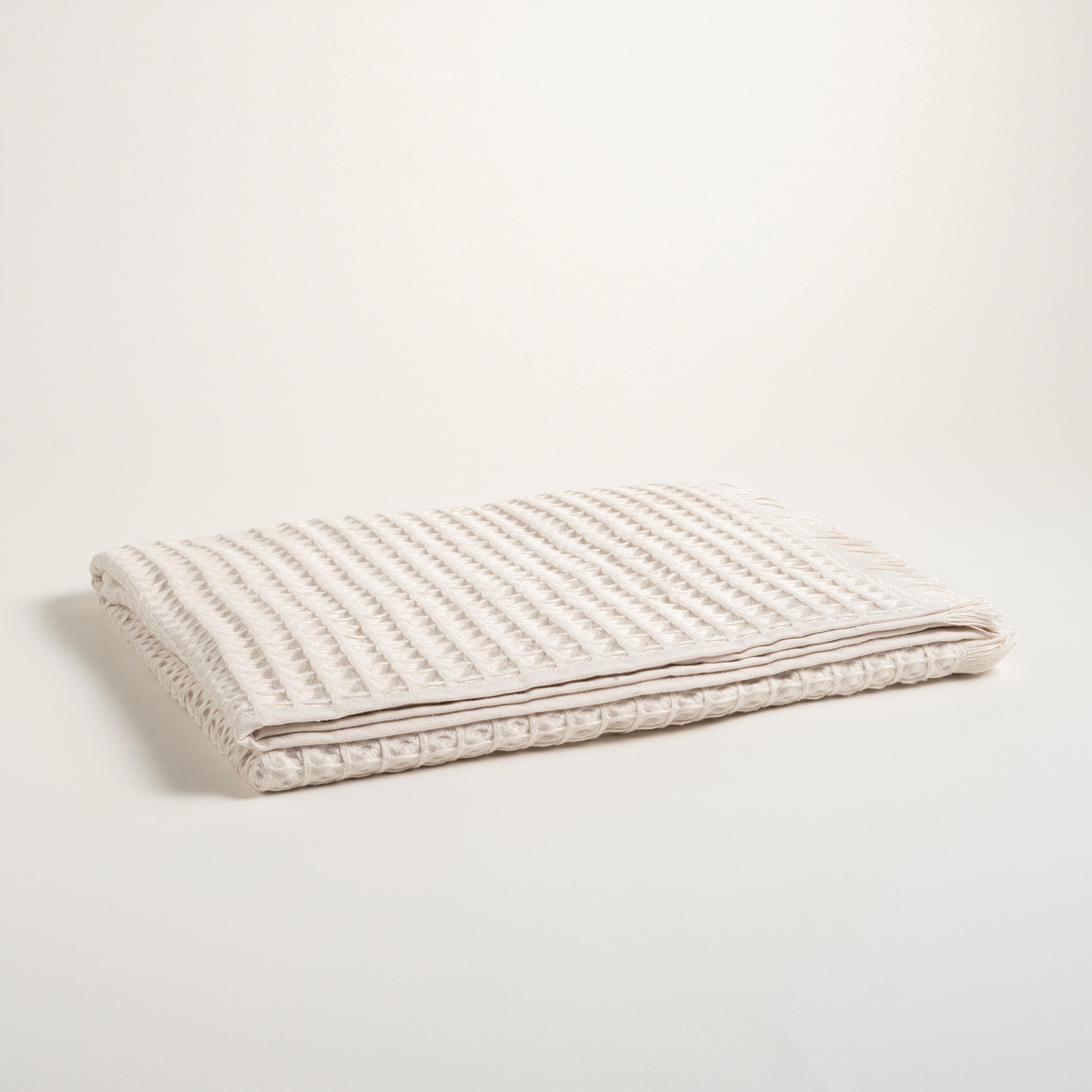 Solıd Waffle Pamuk Modal Pamuklu Yüz Havlusu 50x90 Cm Krem