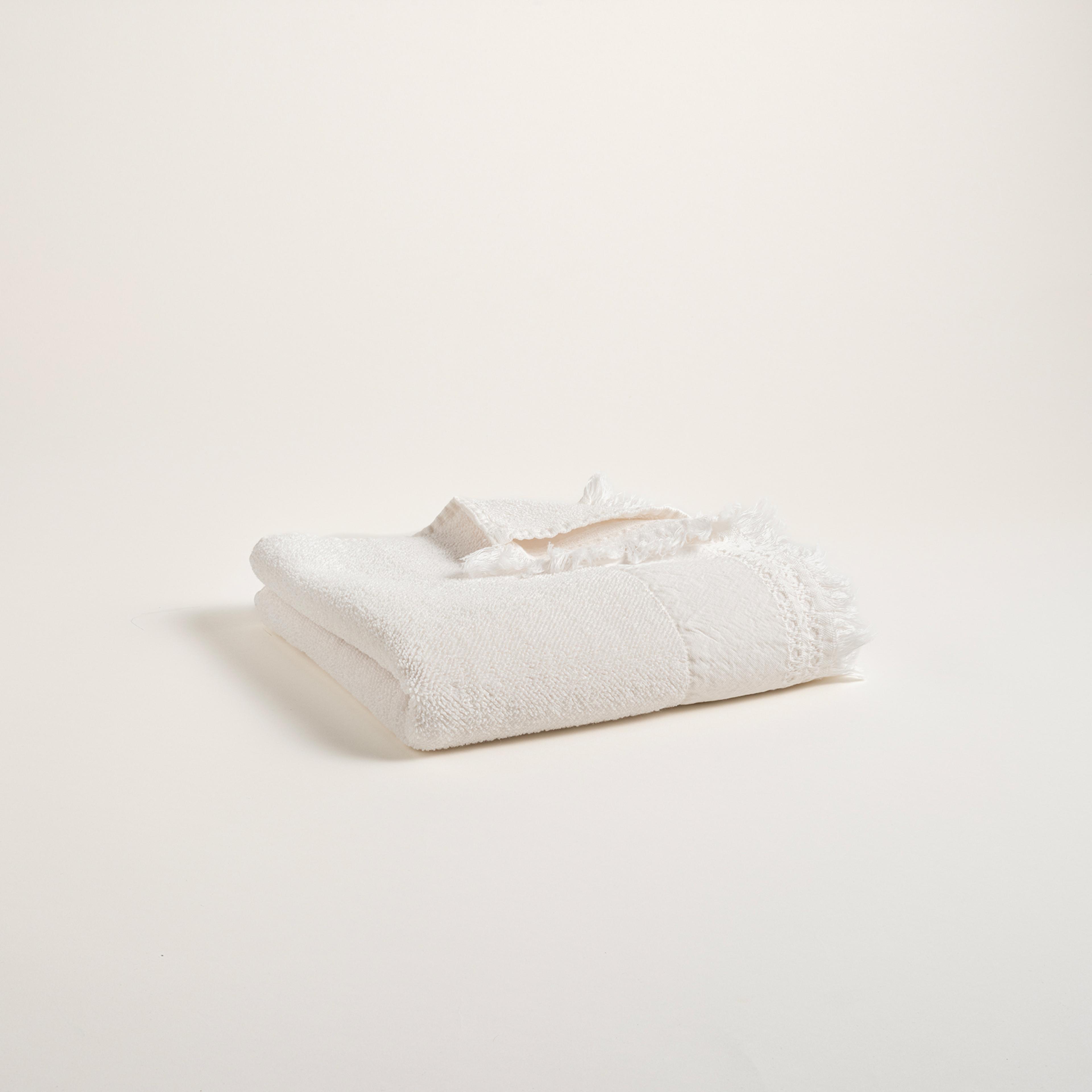 Faro Jakarlı Pamuk %100 Pamuk El Havlusu 30x50 Cm Ekru