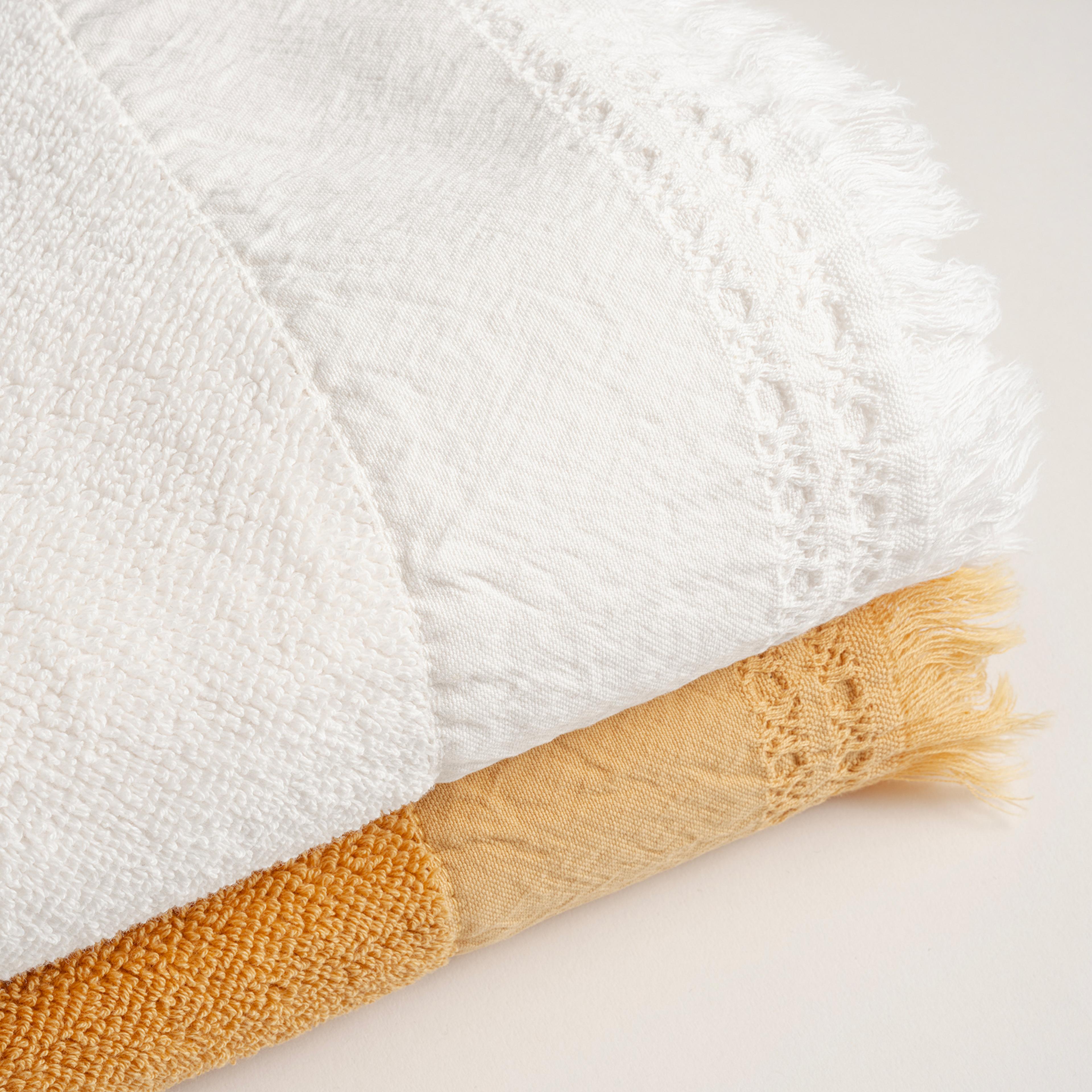 Faro Jakarlı Pamuk %100 Pamuk El Havlusu 30x50 Cm Ekru