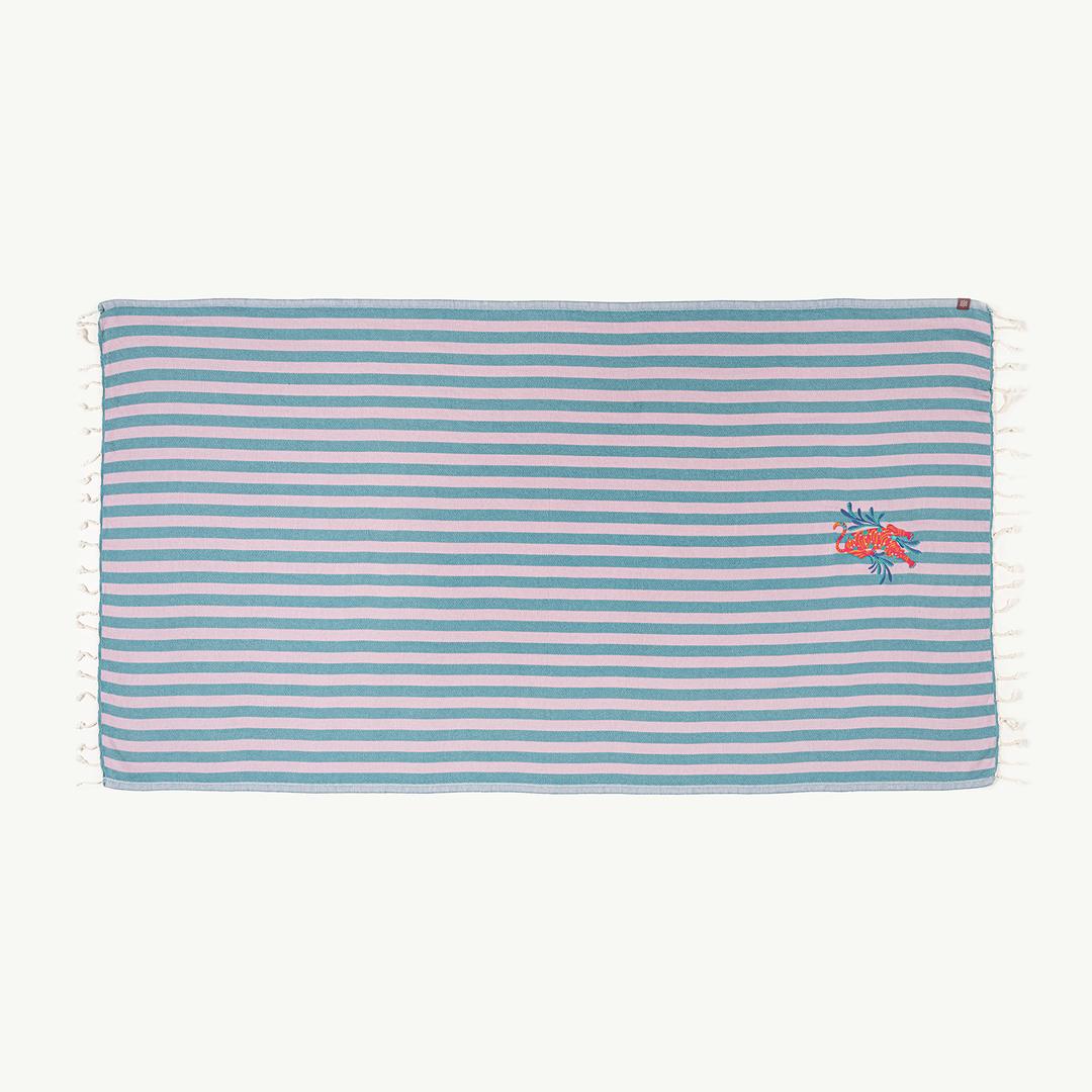 Baklan Nakışlı Pamuk Pamuklu Peştamal 90x170 Cm Pembe - Yeşil