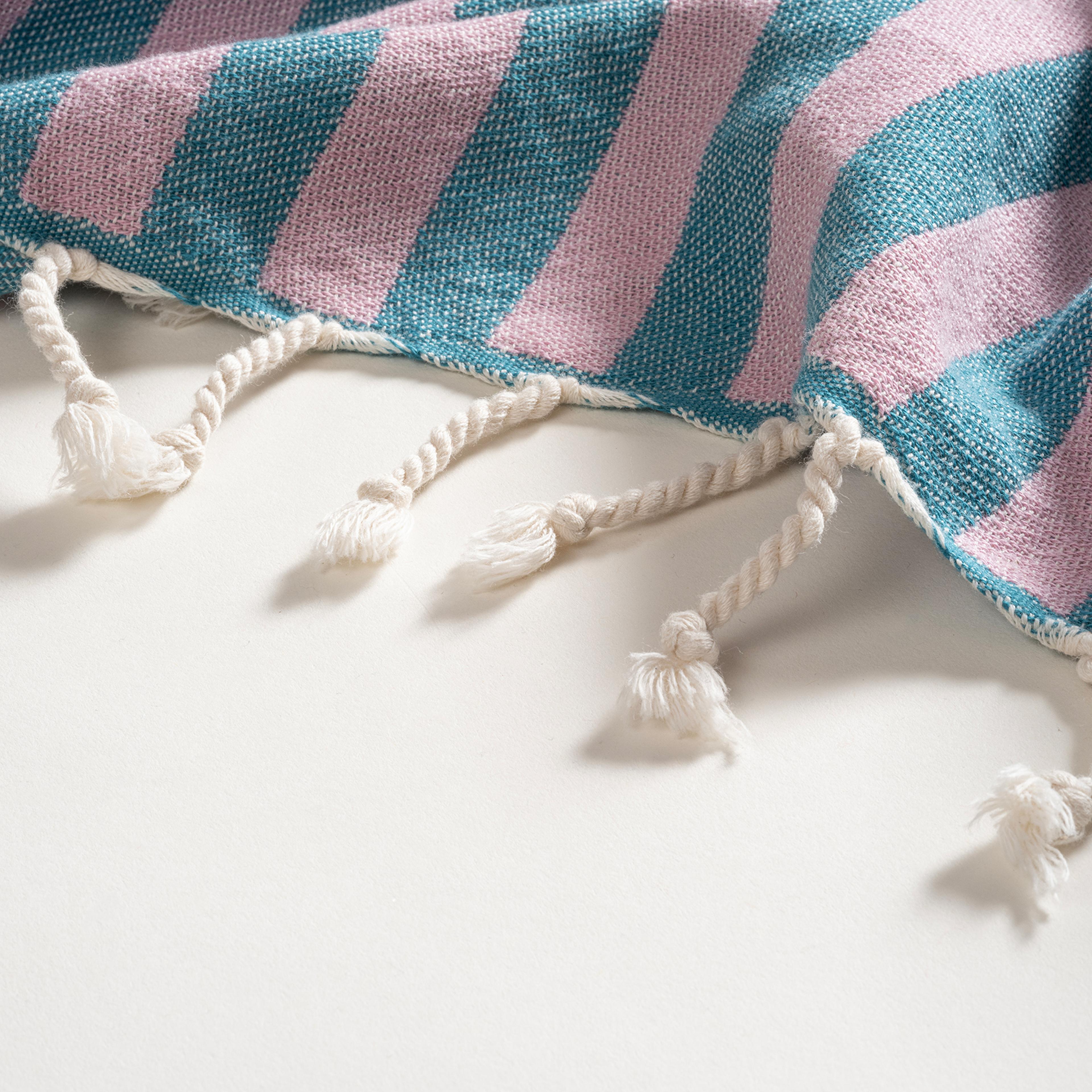 Baklan Nakışlı Pamuk Pamuklu Peştamal 90x170 Cm Pembe - Yeşil