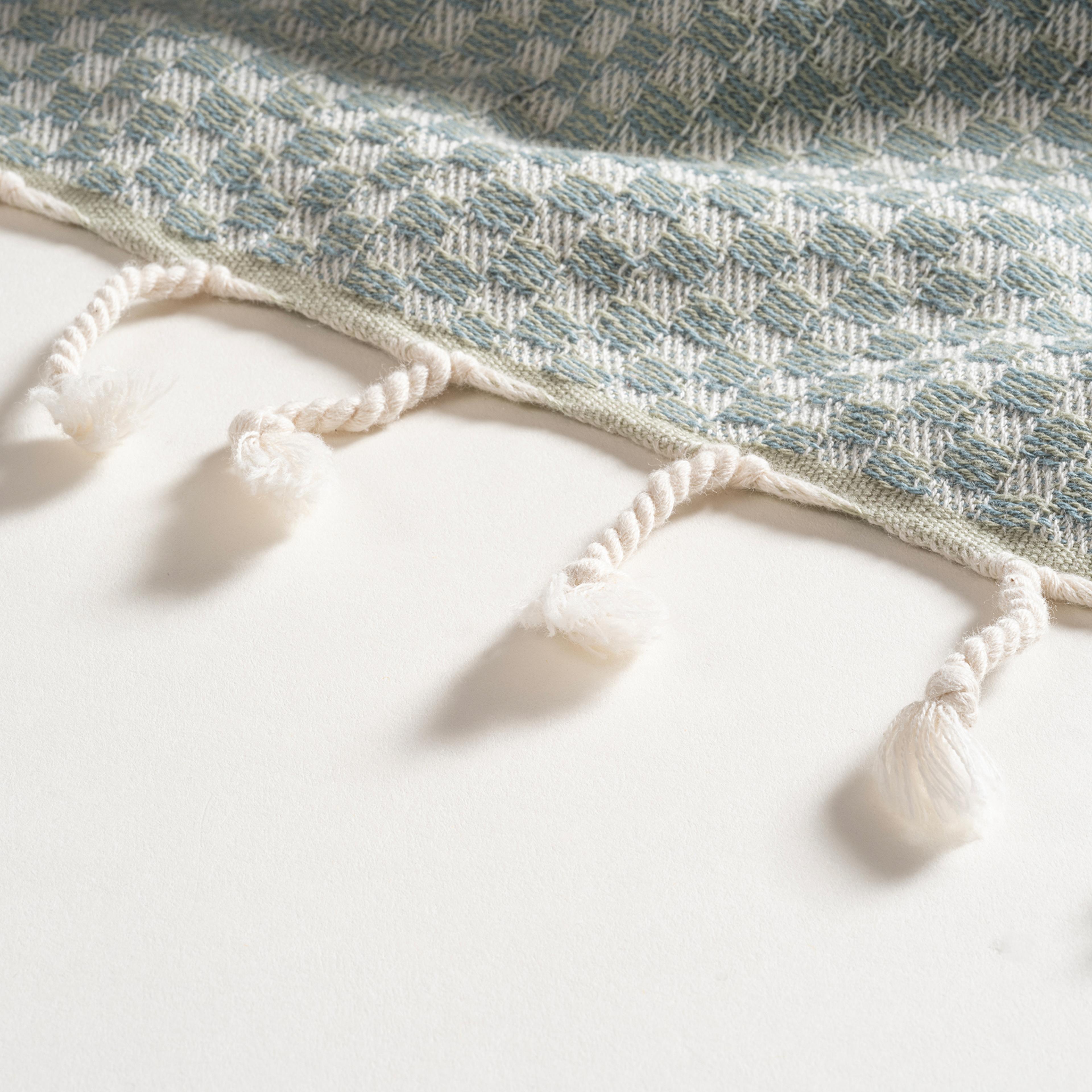 Baklan Saçaklı İplik Boyalı Pamuk %100 Pamuk Peştamal 90x170 Cm Yeşil