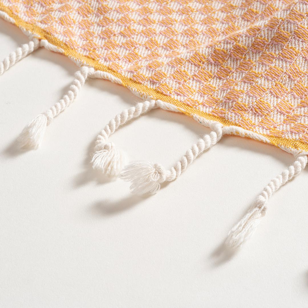 Baklan Saçaklı İplik Boyalı Pamuk %100 Pamuk Peştamal 90x170 Cm Sarı