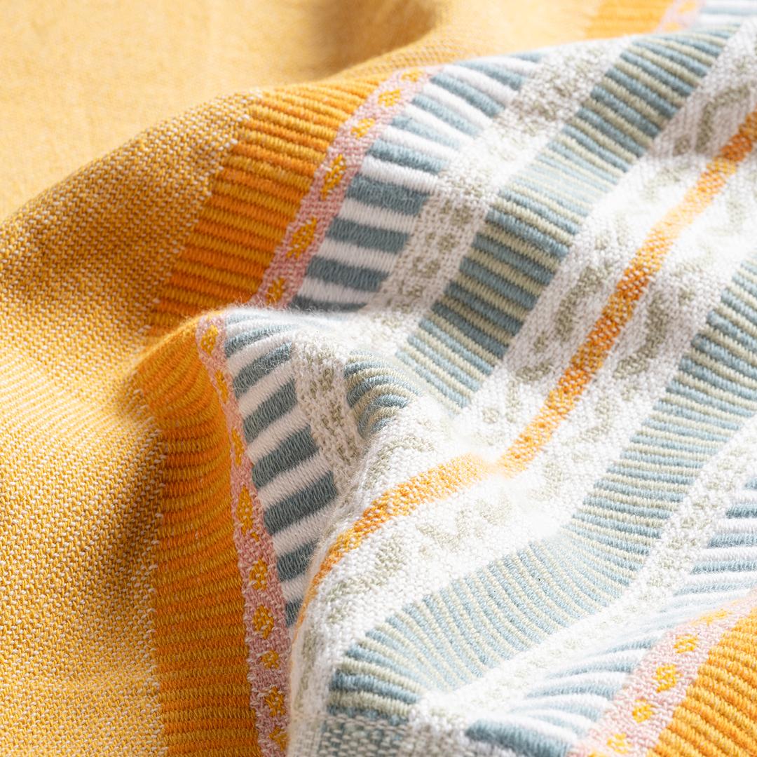Baklan Saçaklı İplik Boyalı Orta Çizgili Pamuk %100 Pamuk Peştamal 90x170 Cm Sarı