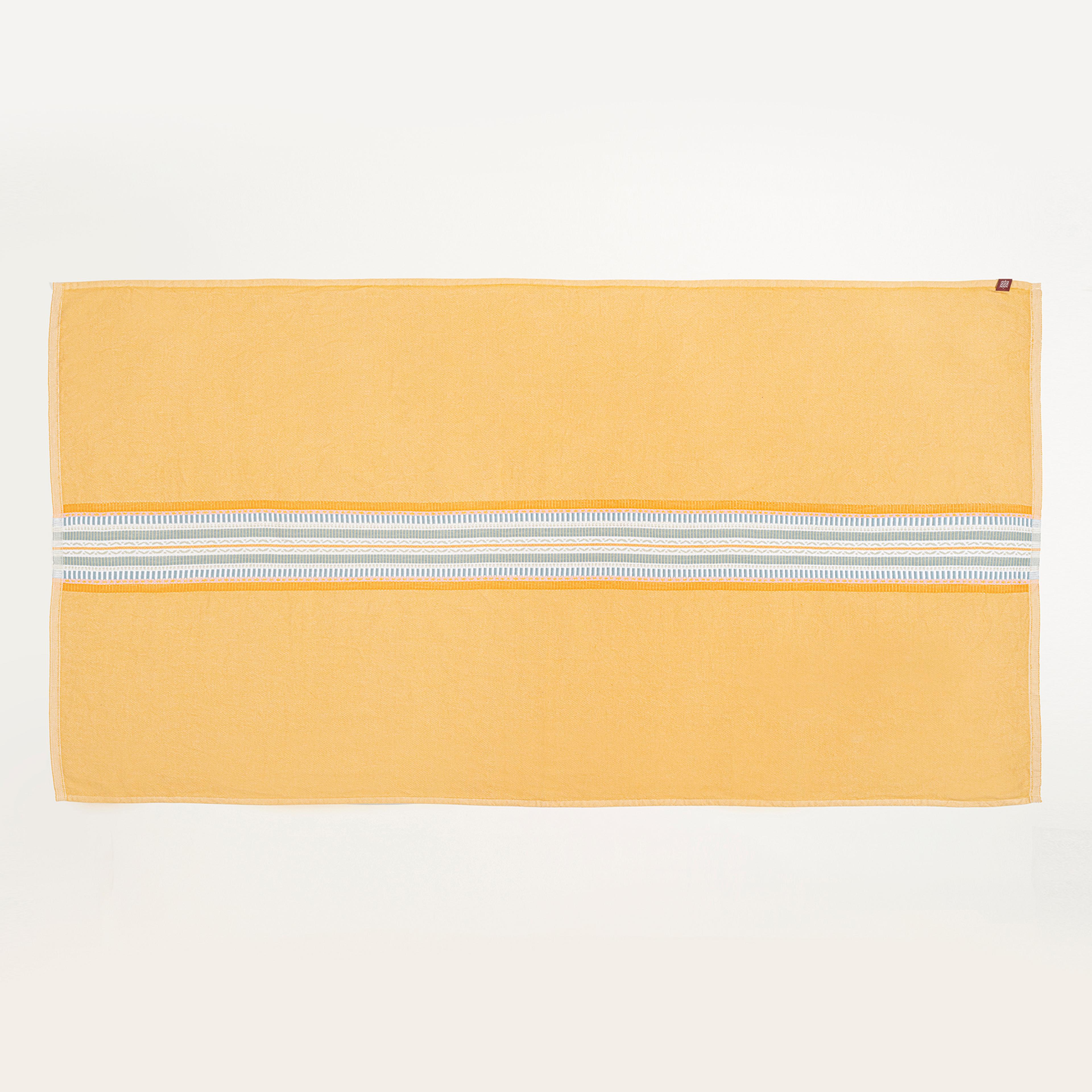 Baklan Saçaklı İplik Boyalı Orta Çizgili Pamuk %100 Pamuk Peştamal 90x170 Cm Sarı
