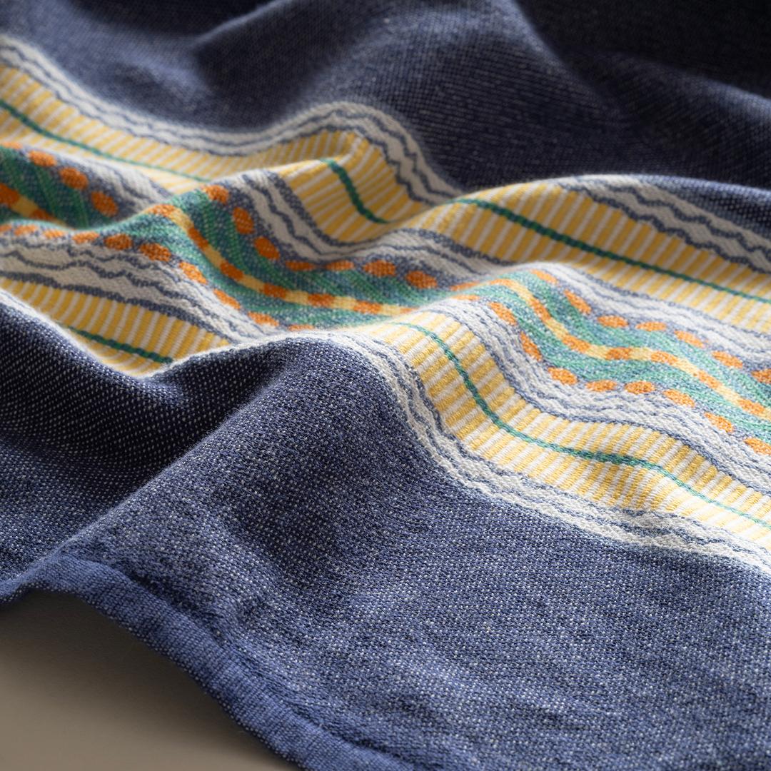 Baklan İplik Boyalı Yatay Çizgili Pamuk %100 Pamuk Peştamal 90x170 Cm Lacivert