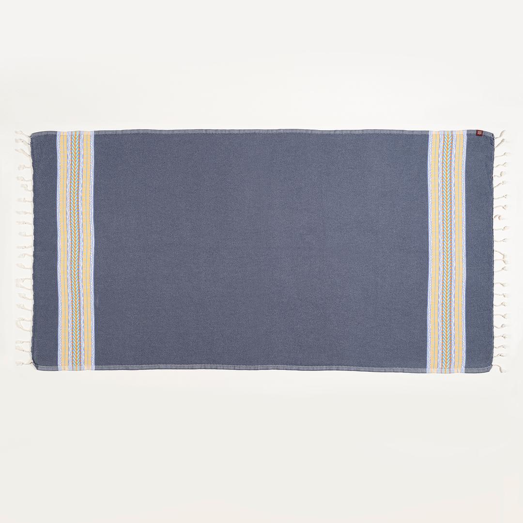 Baklan İplik Boyalı Yatay Çizgili Pamuk %100 Pamuk Peştamal 90x170 Cm Lacivert