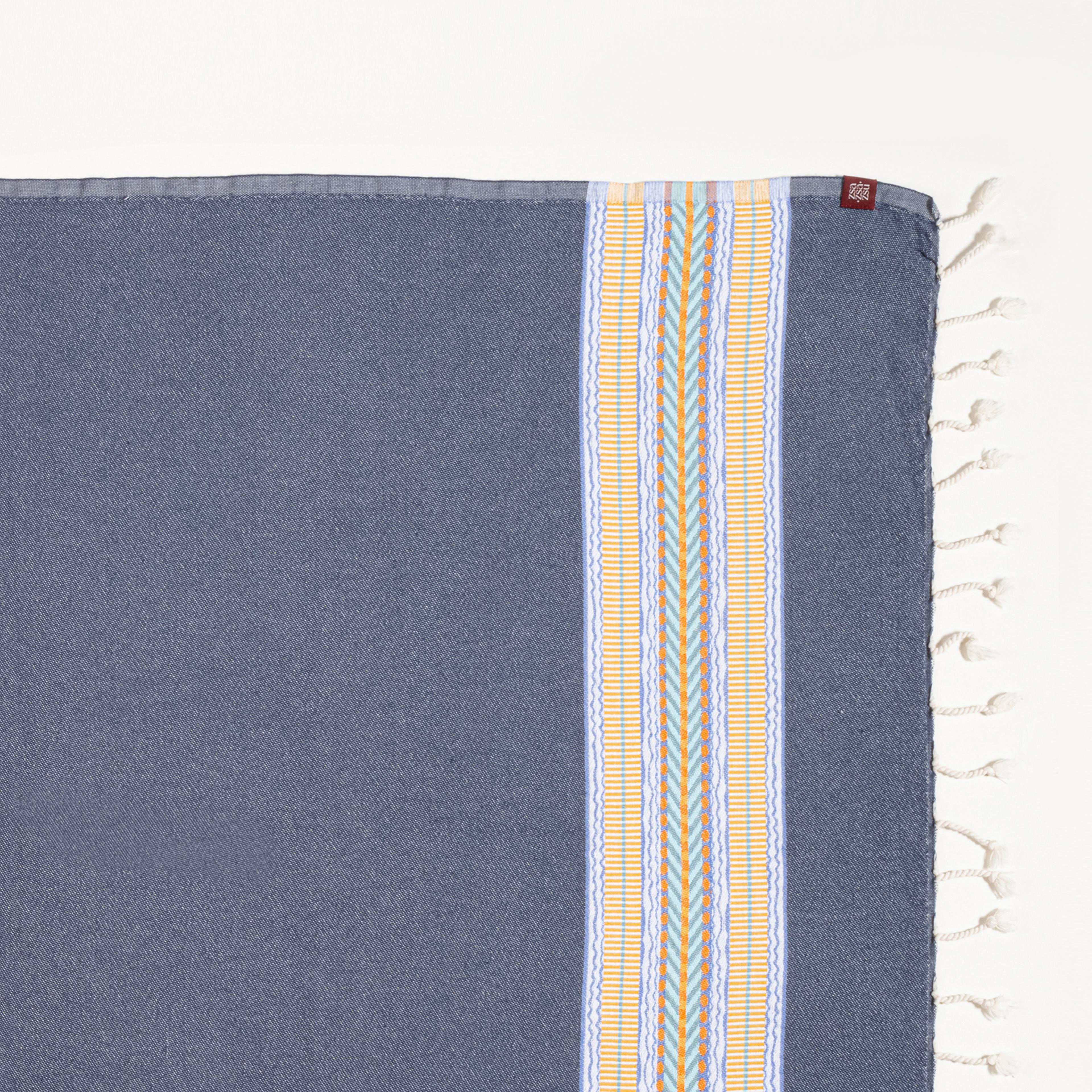 Baklan İplik Boyalı Yatay Çizgili Pamuk %100 Pamuk Peştamal 90x170 Cm Lacivert