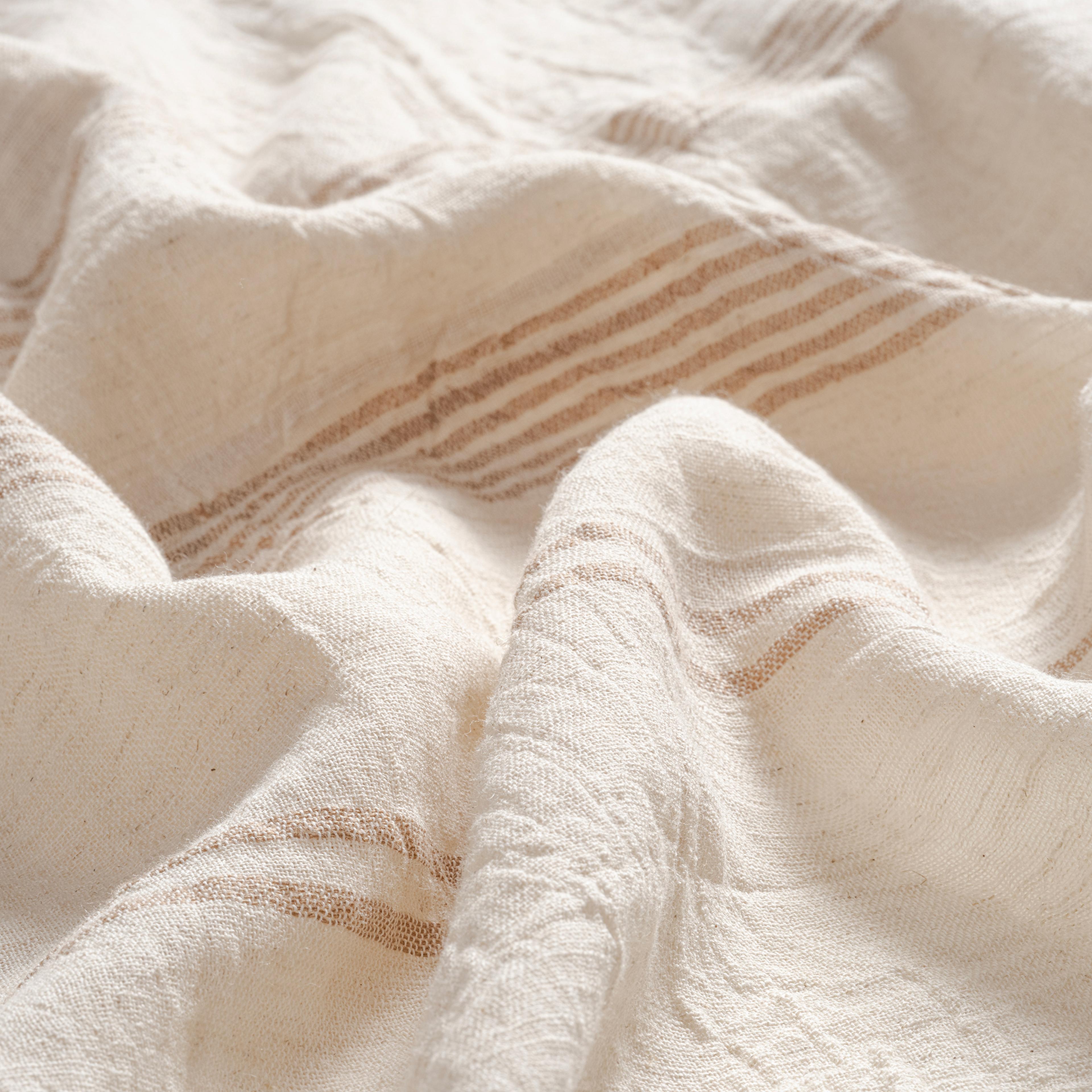 Baklan Saçaklı İplik Boyalı Pamuk Pamuk Keten Peştamal 90x170 Cm Natural