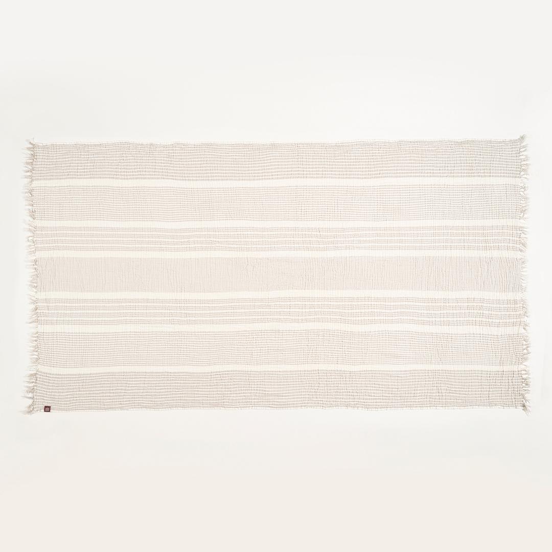 Baklan Saçaklı İplik Boyalı Pamuk %100 Pamuk Peştamal 90x170 Cm Natural