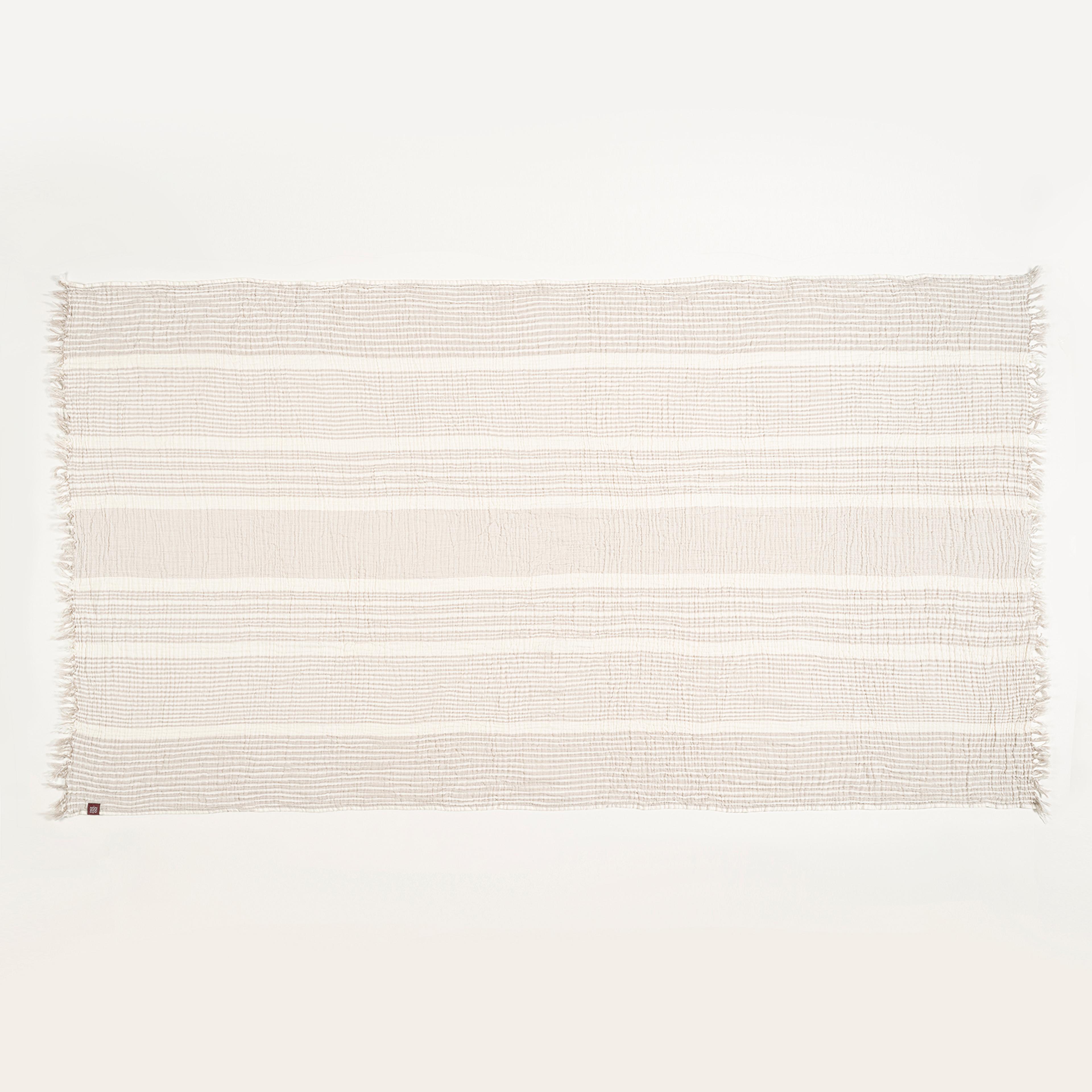 Baklan Saçaklı İplik Boyalı Pamuk %100 Pamuk Peştamal 90x170 Cm Natural