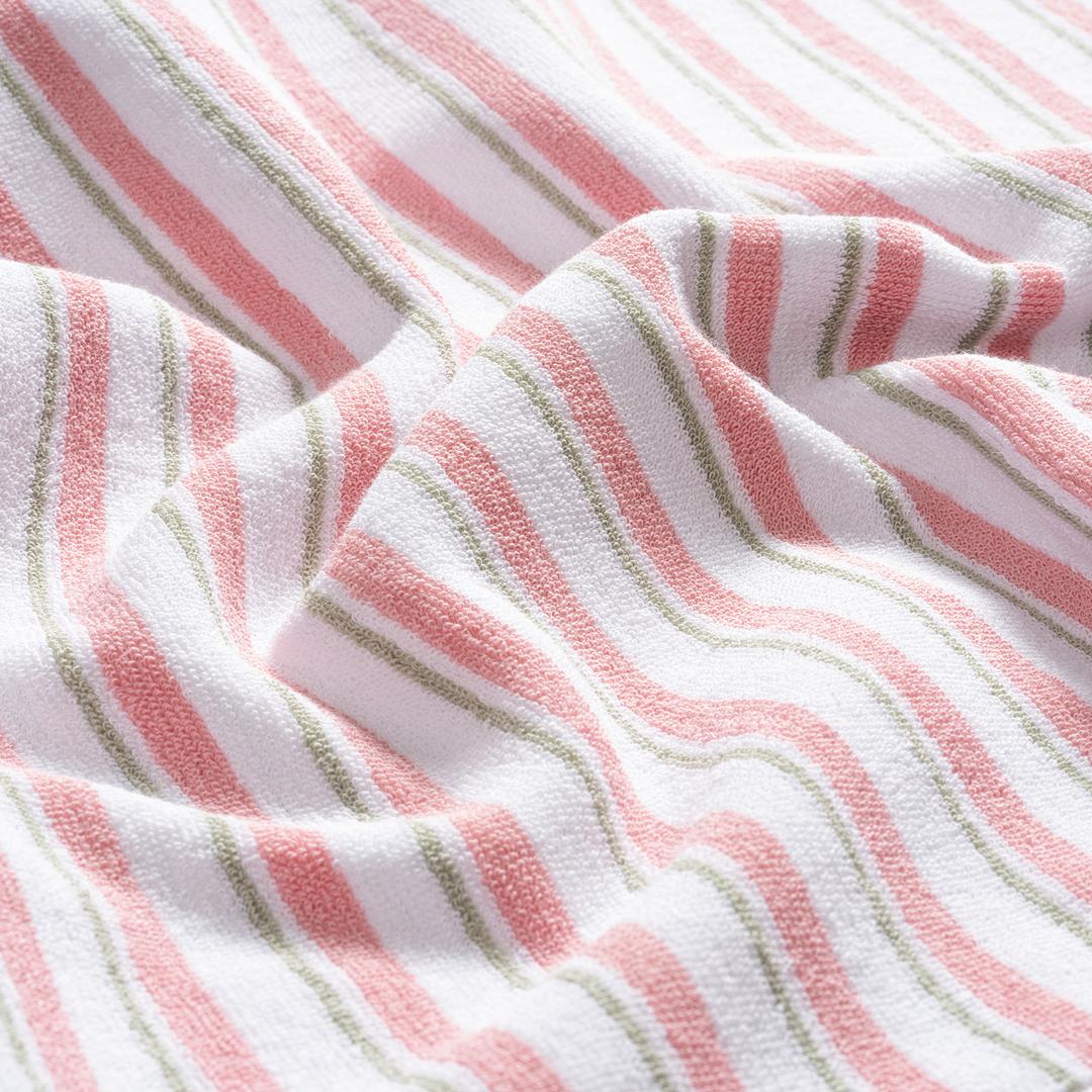 Vıseu Saçaklı Jakarlı Dar Çizgili Pamuk %100 Pamuk Plaj Havlusu 90x150 Cm Pembe - Yeşil