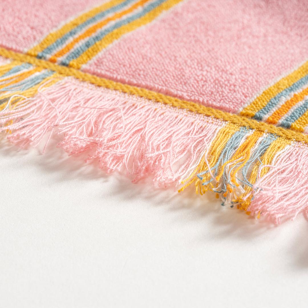 Vıseu Saçaklı Jakarlı Çizgili Pamuk %100 Pamuk Plaj Havlusu 90x150 Cm Pembe