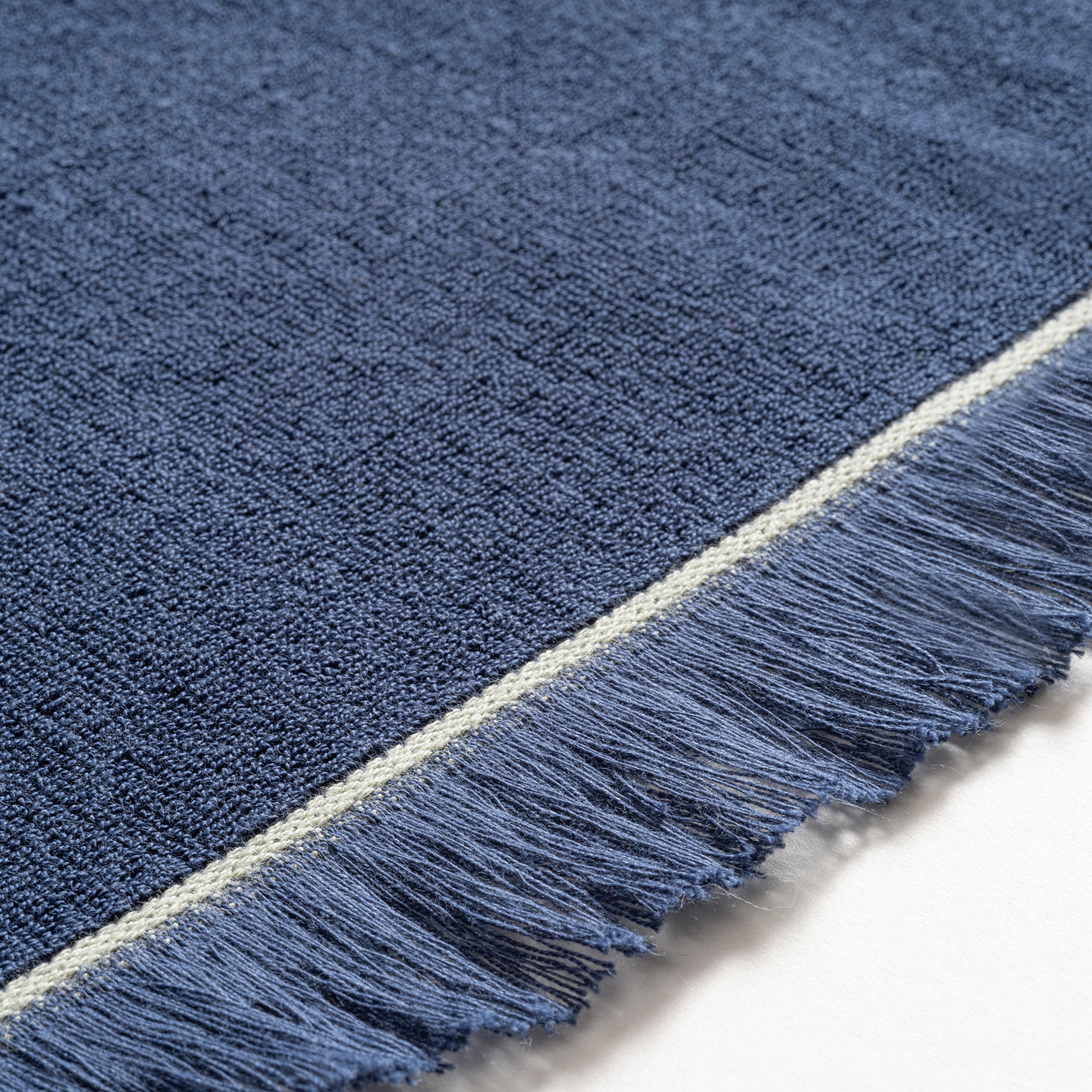 Vıseu Saçaklı Jakarlı Kenar Çizgili Pamuk %100 Pamuk Plaj Havlusu 90x150 Cm Lacivert