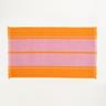 Vıseu Saçaklı Jakarlı Geniş Çizgili Pamuk %100 Pamuk Plaj Havlusu 90x150 Cm Turuncu - Pembe