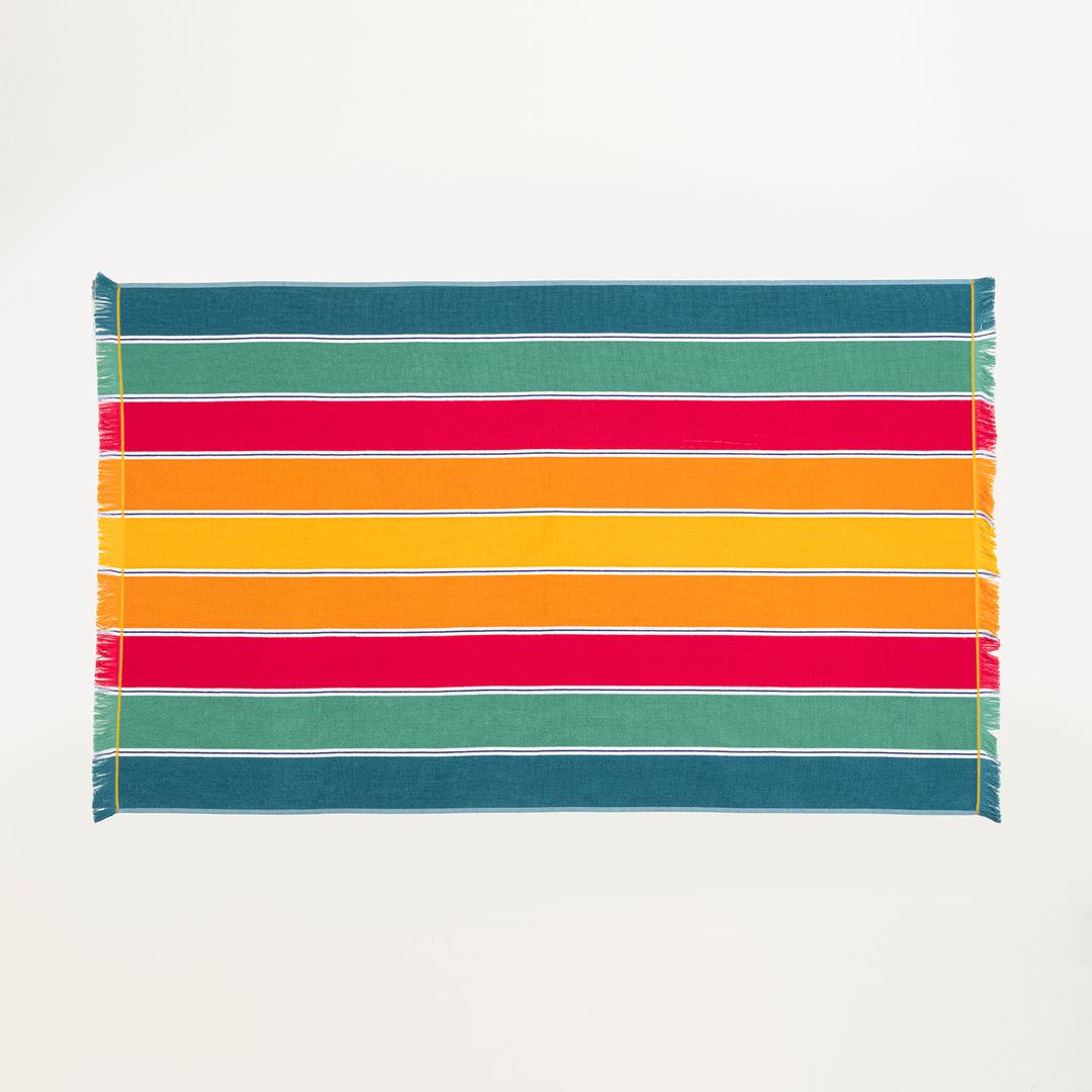 Vıseu İplik Boyalı Jakarlı Çizgili Pamuk %100 Pamuk Plaj Havlusu 90x150 Cm Renkli