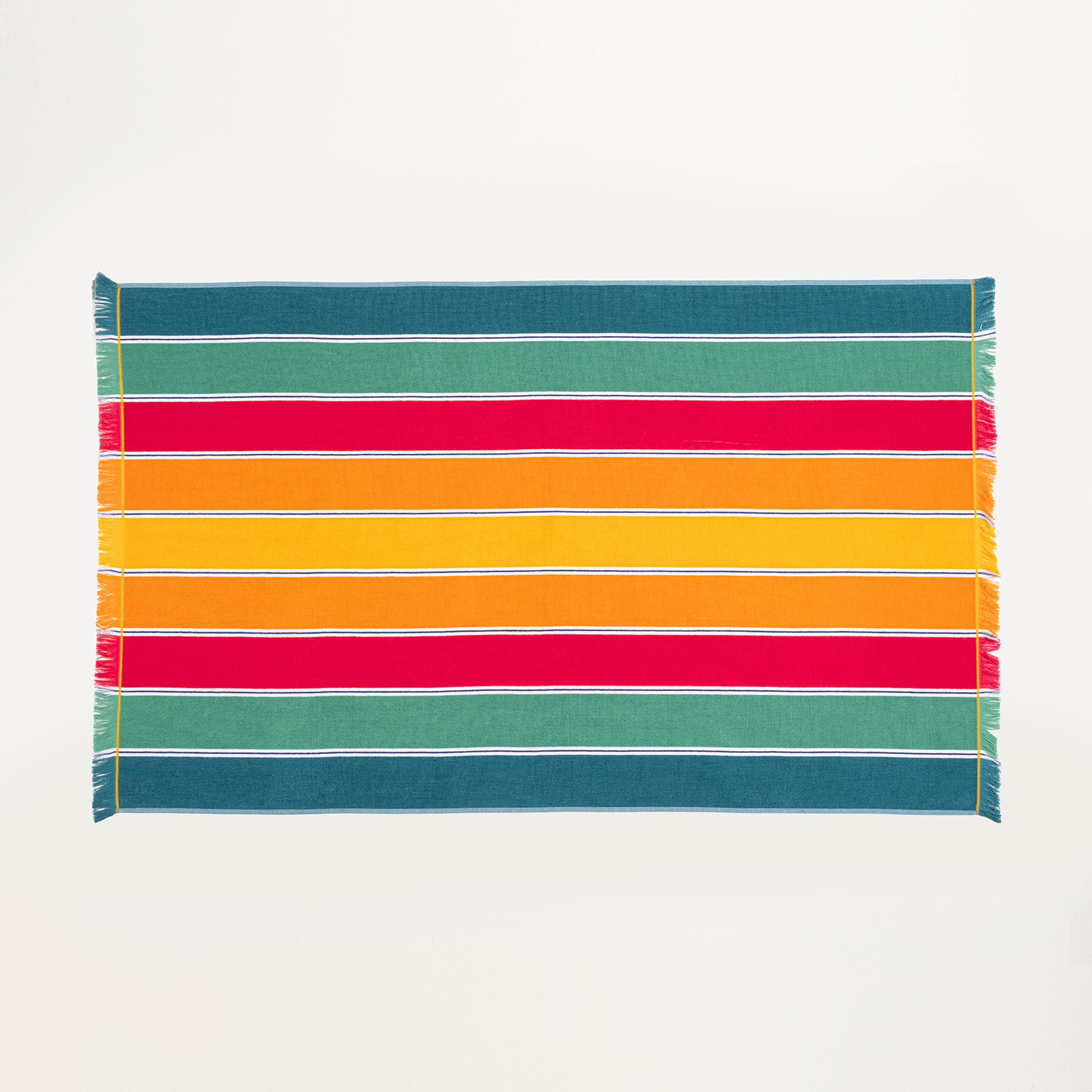 Vıseu İplik Boyalı Jakarlı Çizgili Pamuk %100 Pamuk Plaj Havlusu 90x150 Cm Renkli