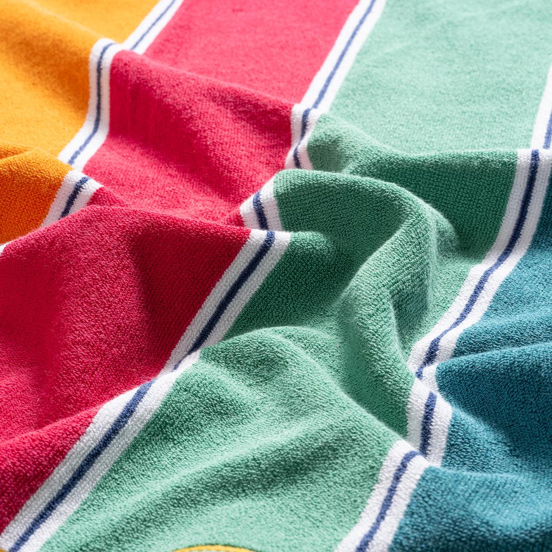 Vıseu İplik Boyalı Jakarlı Çizgili Pamuk %100 Pamuk Plaj Havlusu 90x150 Cm Renkli
