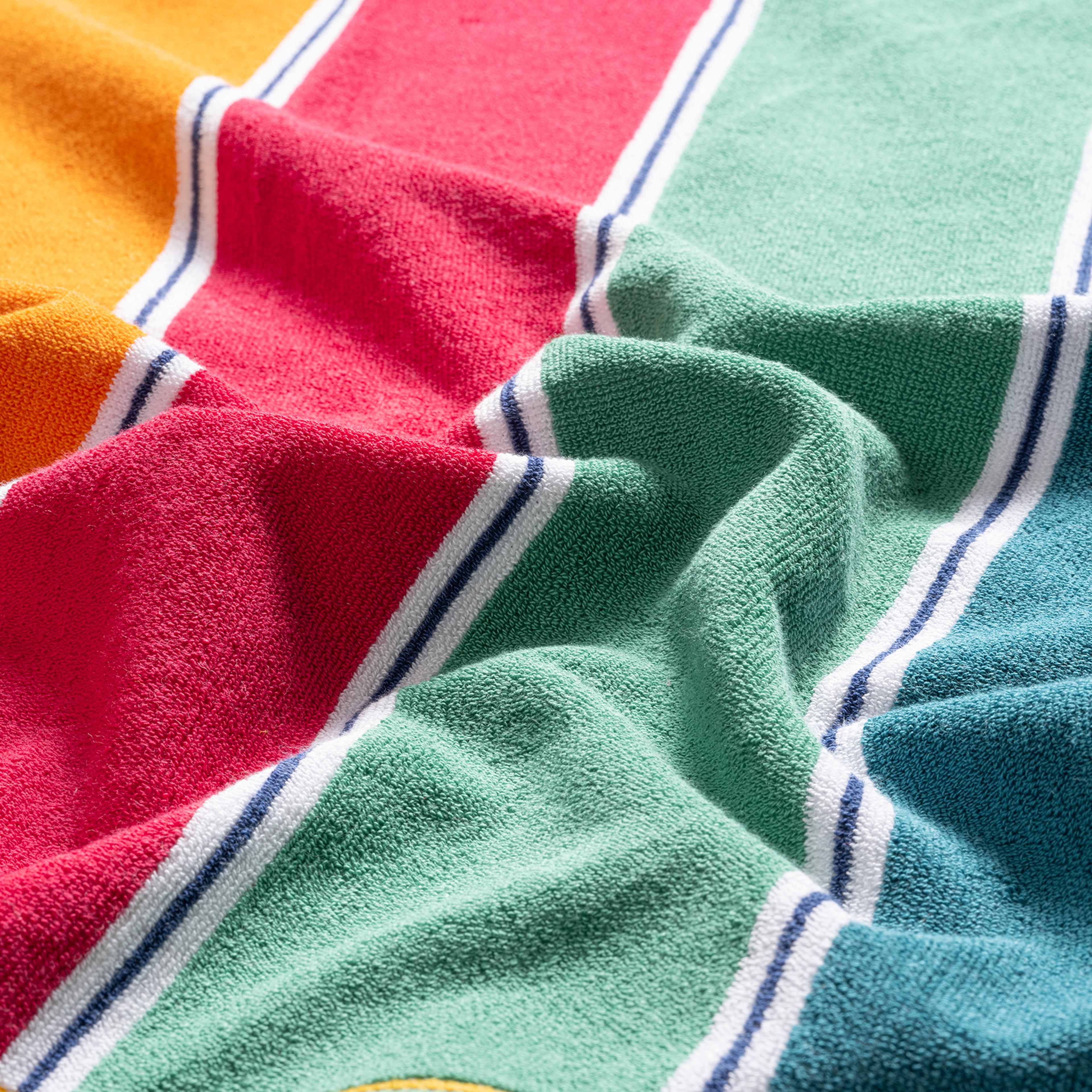 Vıseu İplik Boyalı Jakarlı Çizgili Pamuk %100 Pamuk Plaj Havlusu 90x150 Cm Renkli