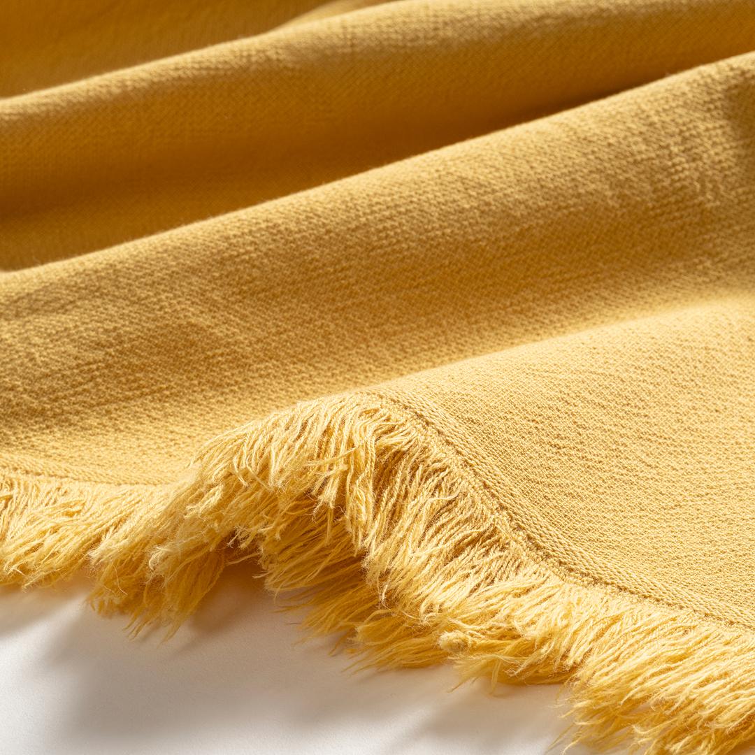 Vıseu Saçaklı Pamuk %100 Pamuk Plaj Havlusu 90x150 Cm Sarı