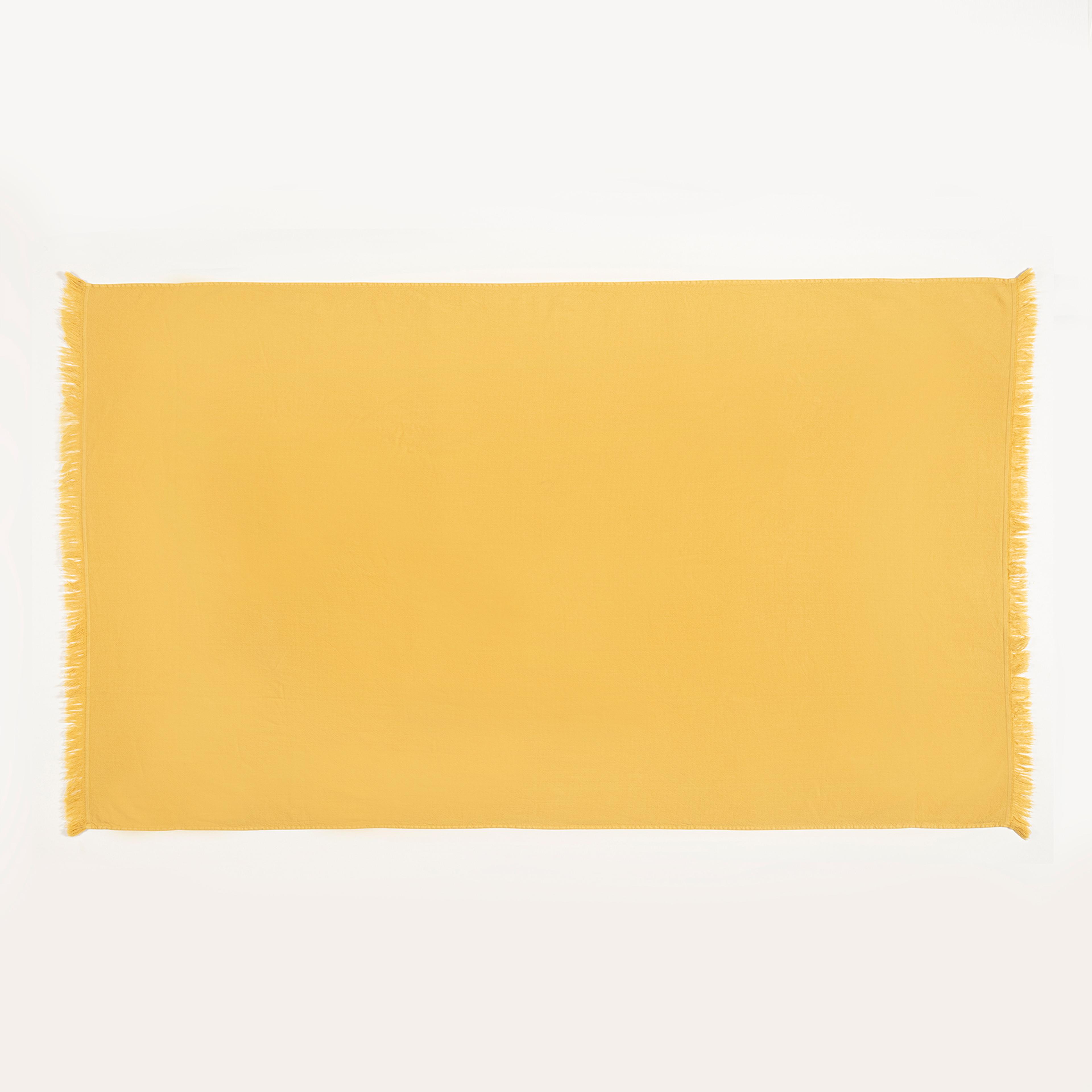 Vıseu Saçaklı Pamuk %100 Pamuk Plaj Havlusu 90x150 Cm Sarı