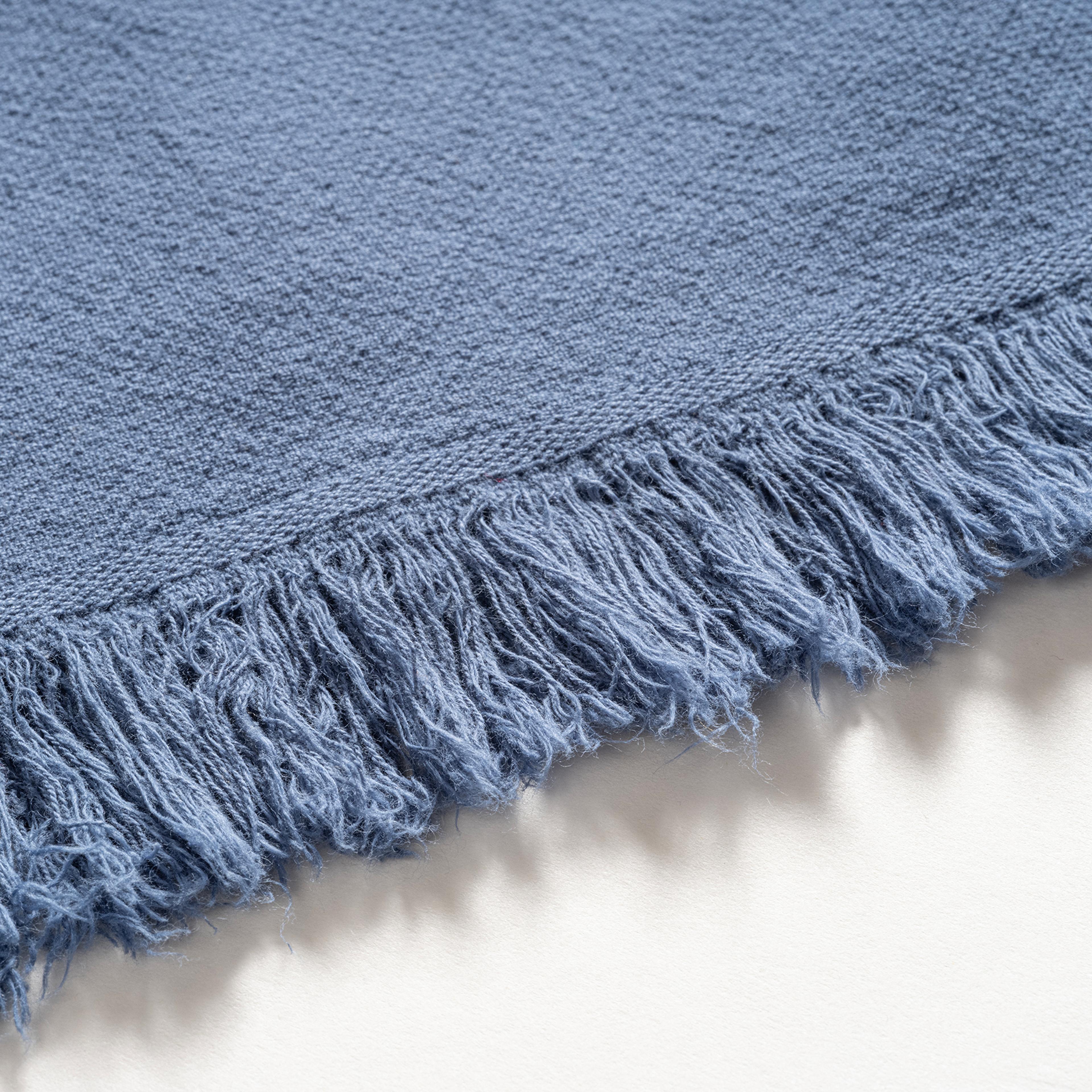 Vıseu Saçaklı Pamuk %100 Pamuk Plaj Havlusu 90x150 Cm Lacivert