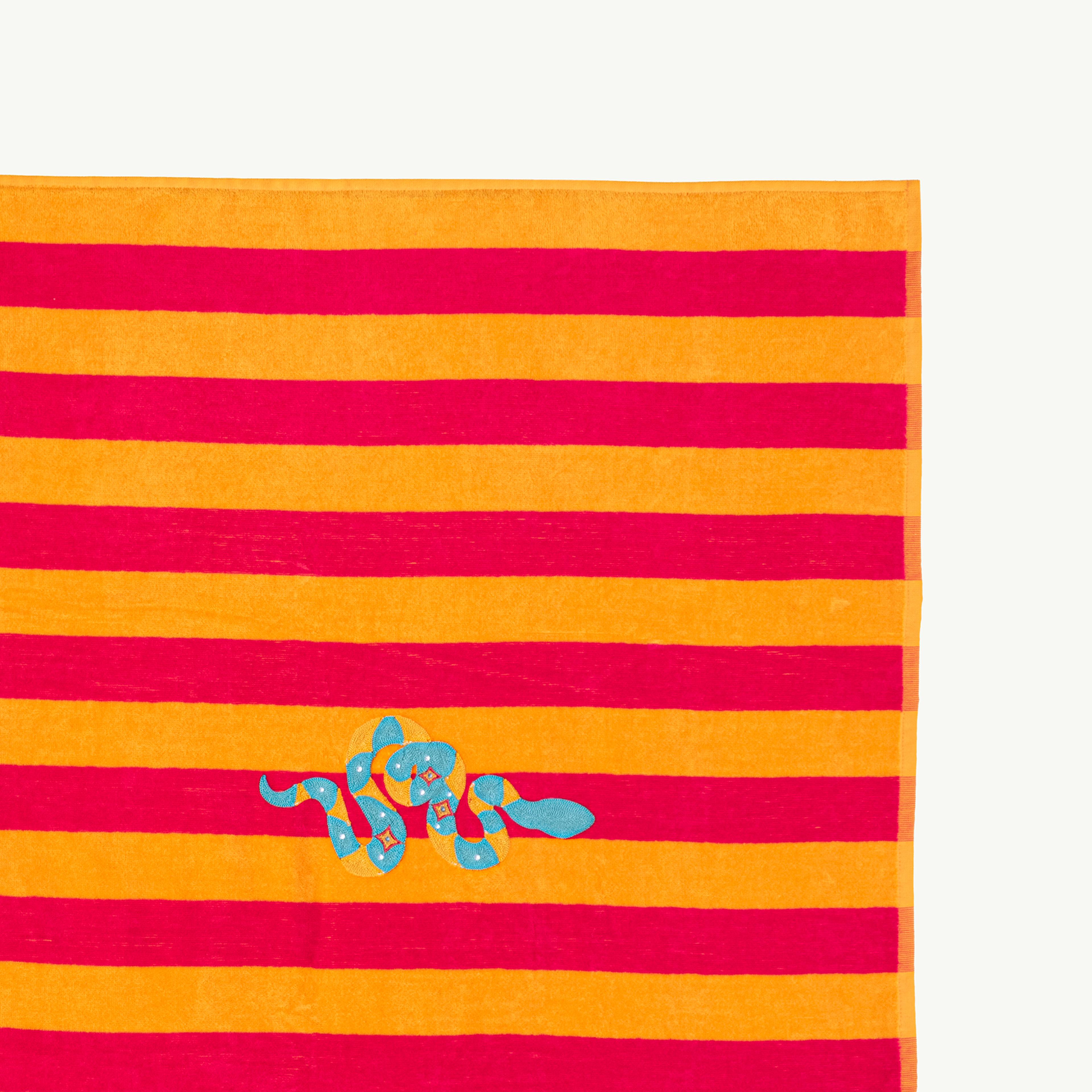 Tabea Nakışlı Kadife Pamuk %100 Pamuk Plaj Havlusu 90x180 Cm Turuncu - Fuşya