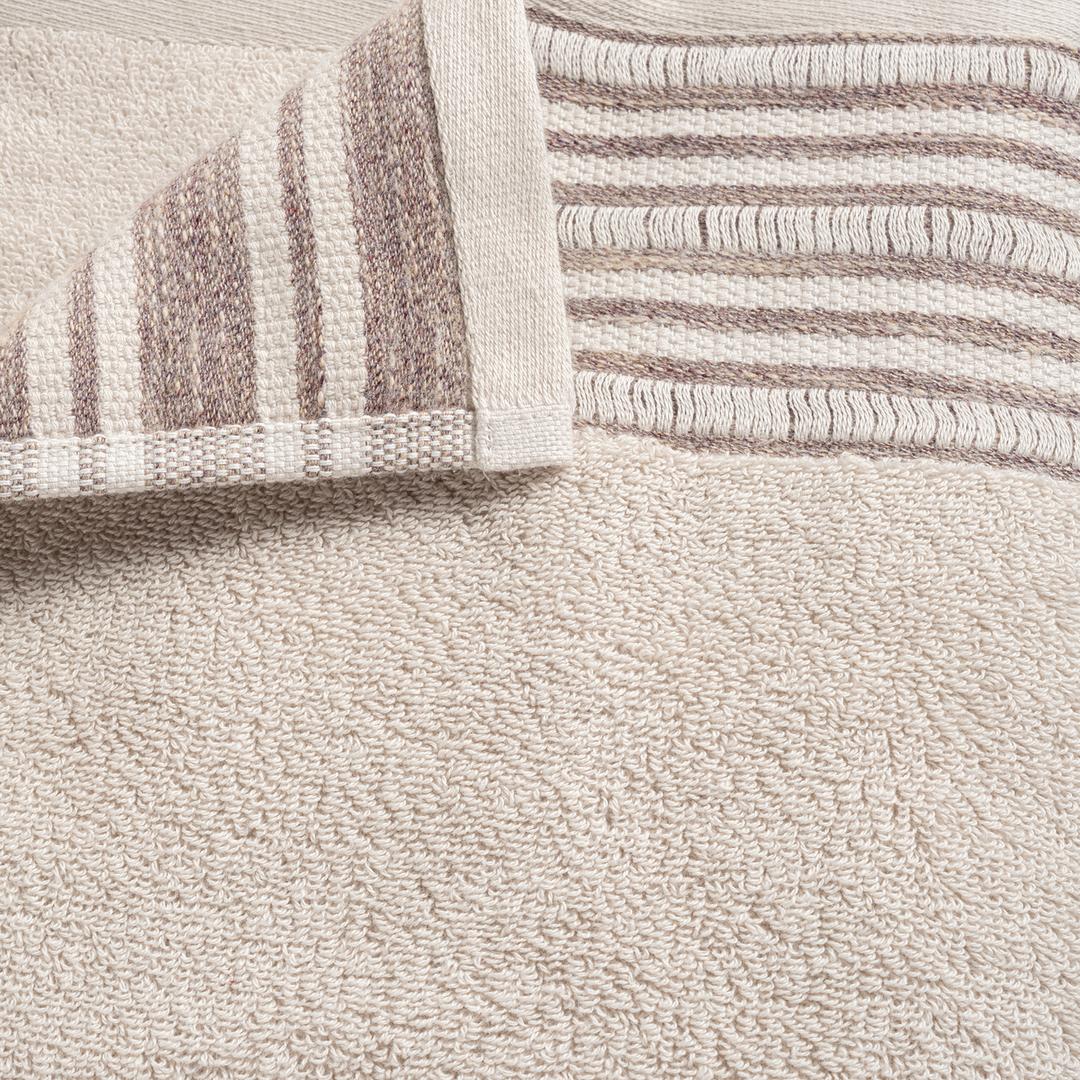 Vıseu Jakar Bordürlü Pamuk %100 Pamuk Yüz Havlusu 50x90 Cm Bej