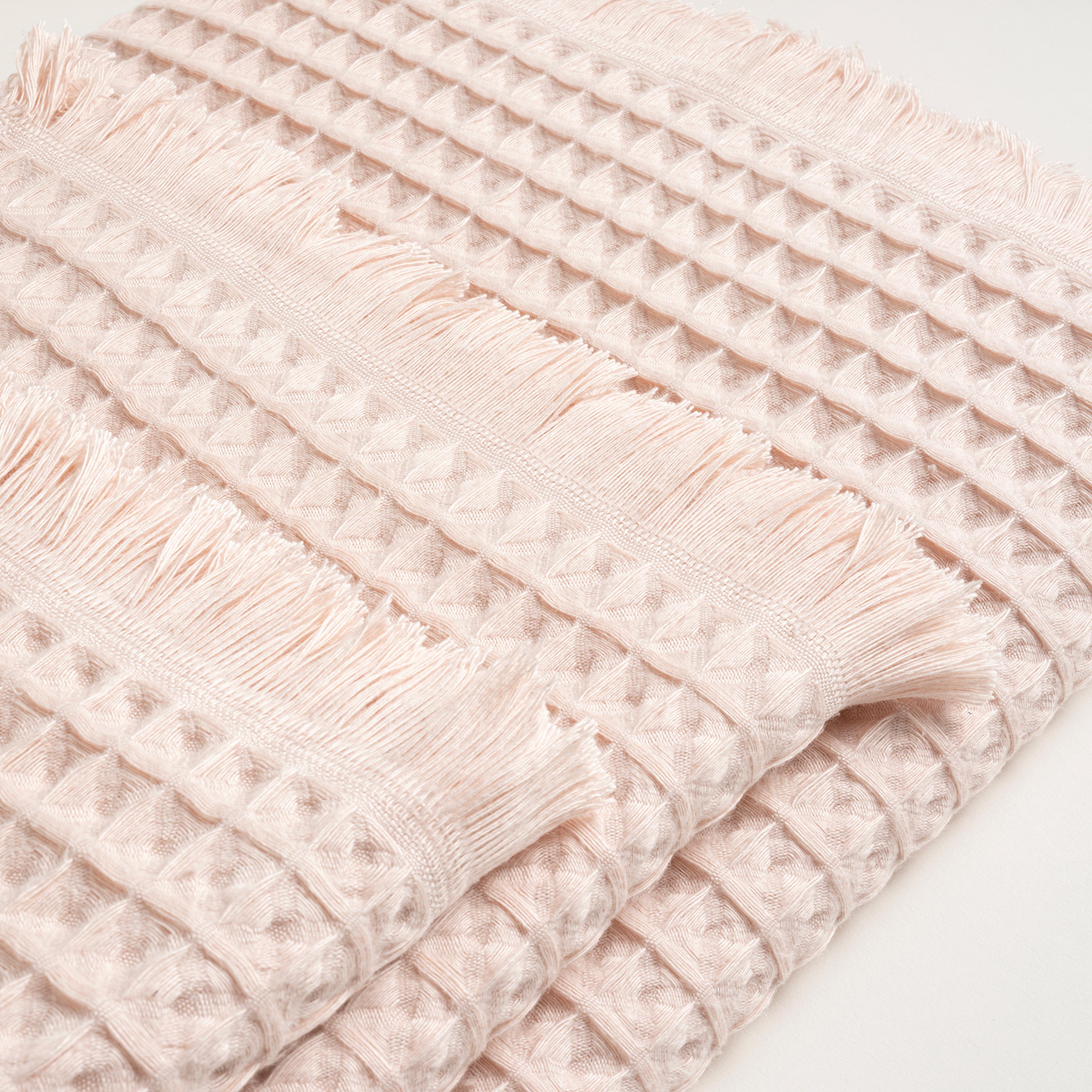 Solıd Waffle Pamuk Pamuklu Banyo Havlusu 90x150 Cm Pembe