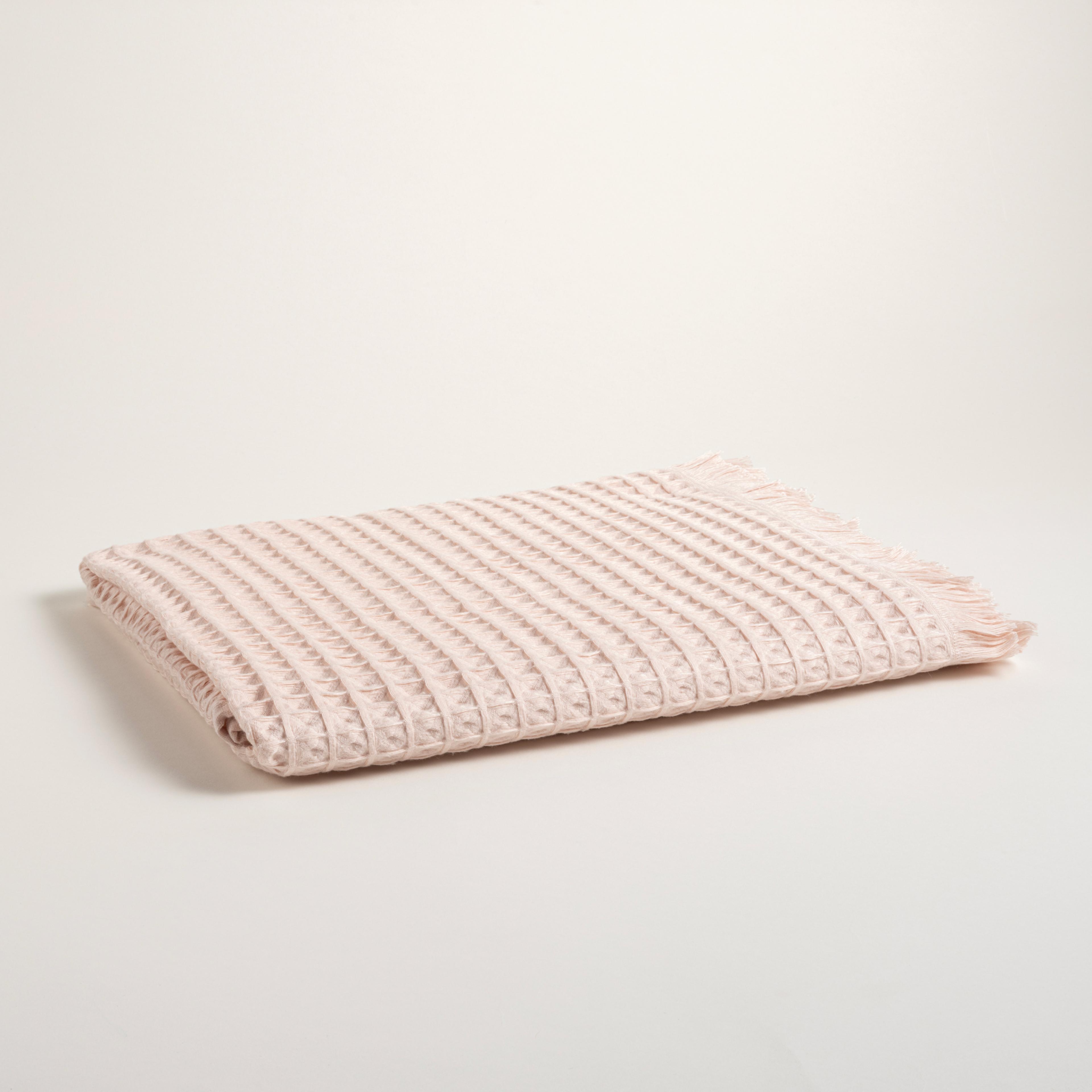 Solıd Waffle Pamuk Pamuklu Banyo Havlusu 90x150 Cm Pembe